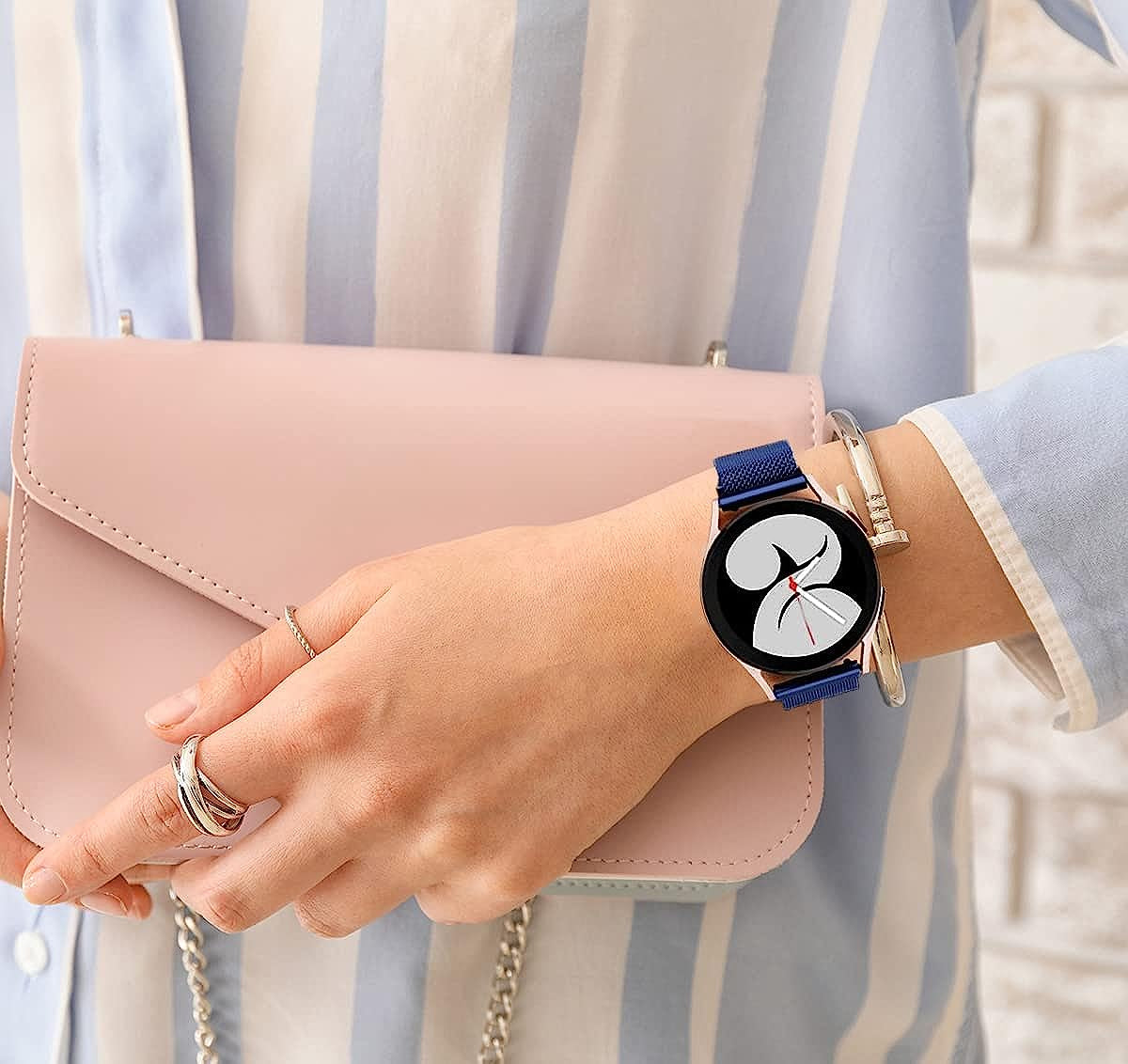 Liwerlly Bands for Galaxy Watch 5/4 Band 40Mm 44Mm/Watch 5 Pro Band, 20Mm Stainless Steel Mesh Replacement Strap Women Men for Samsung Watch 5/5 Pro/ 4 Classic 42Mm/Active 2/3 41Mm  LiWerlly   