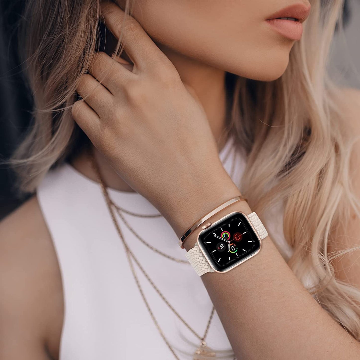 Stretchy Braided Solo Loop Compatible with Apple Watch Bands 38Mm 40Mm 41Mm 42Mm 44Mm 45Mm for Women Men Adjustable Straps Elastic Sport Wristbands for Iwatch Series 8 7 6 SE 5 4 3 2 1 Ultra  MBNIBNVT   