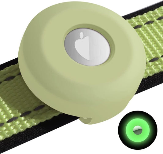 Airtag Dog Collar Holder Silicone Pet Collar Case Compatible with Apple Airtags, Anti-Lost Air Tag Holder for Cat Dog Collars Accessories (Fluorescent Green)  Panzzda US   