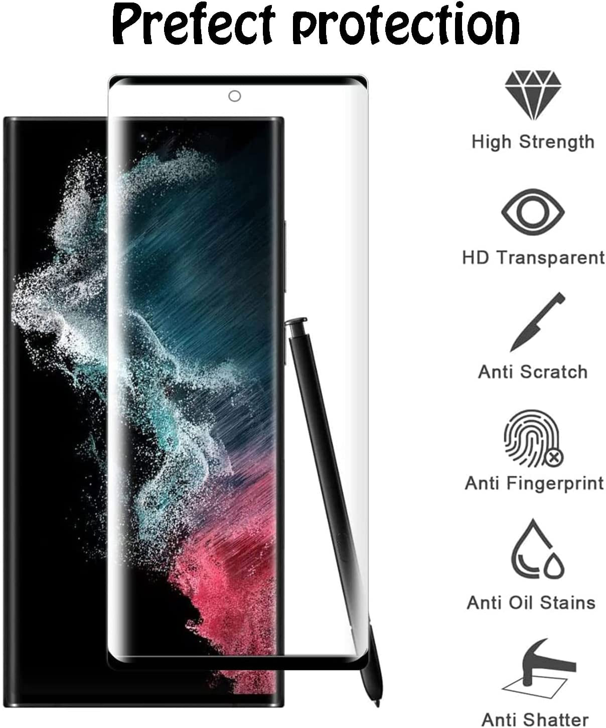 [2+2 Pack] for Samsung Galaxy S23 Ultra 5G Screen Protector Tempered Glass Camera Lens Protector,Touch Sensitive,Fingerprint Support,9H Hardenss(6.8")…  ScandiTech   