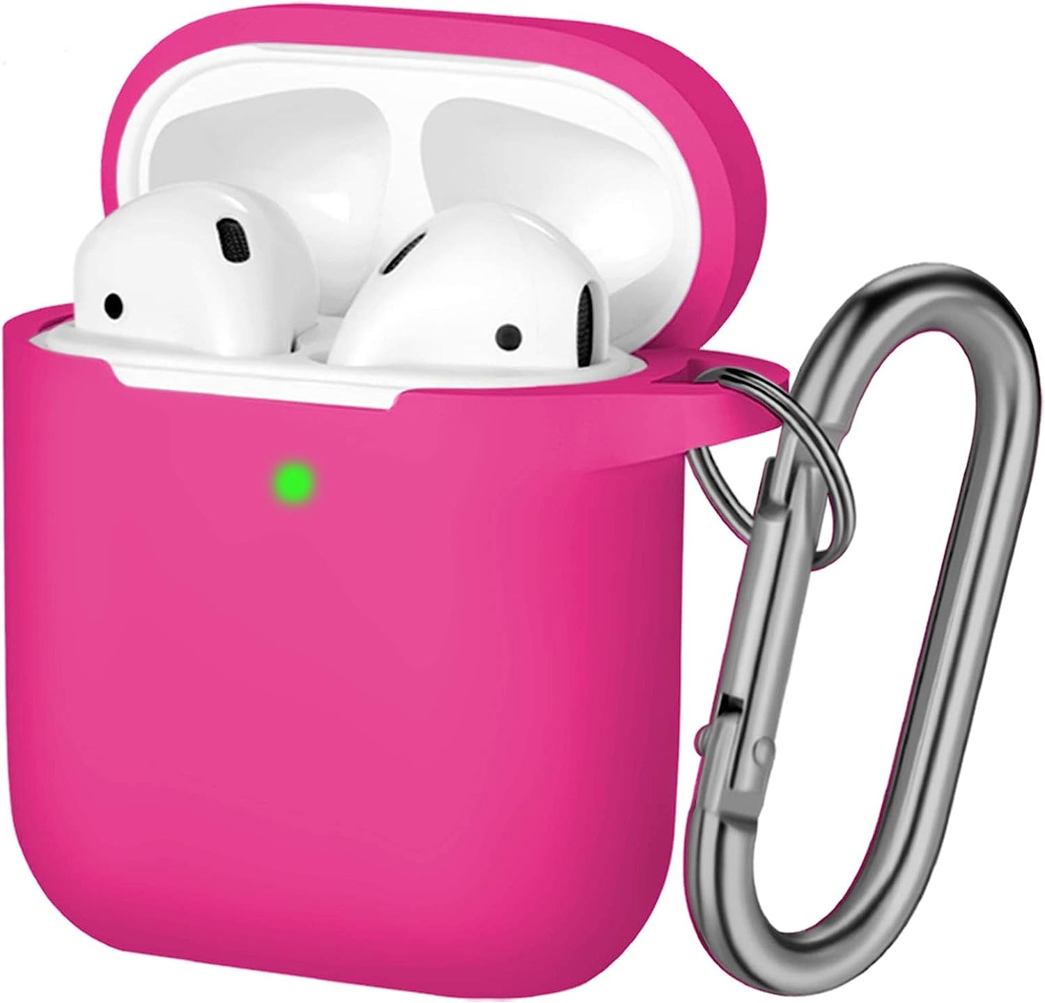 Hamile Cover Compatible with Airpods Case, Soft Silicone Protective Covers Skin (Front LED Visible) Designed for Airpod 2/ Airpod 1 Cases with Keychain Accessories, Women Girls Men Boys,Rose  Hamile   