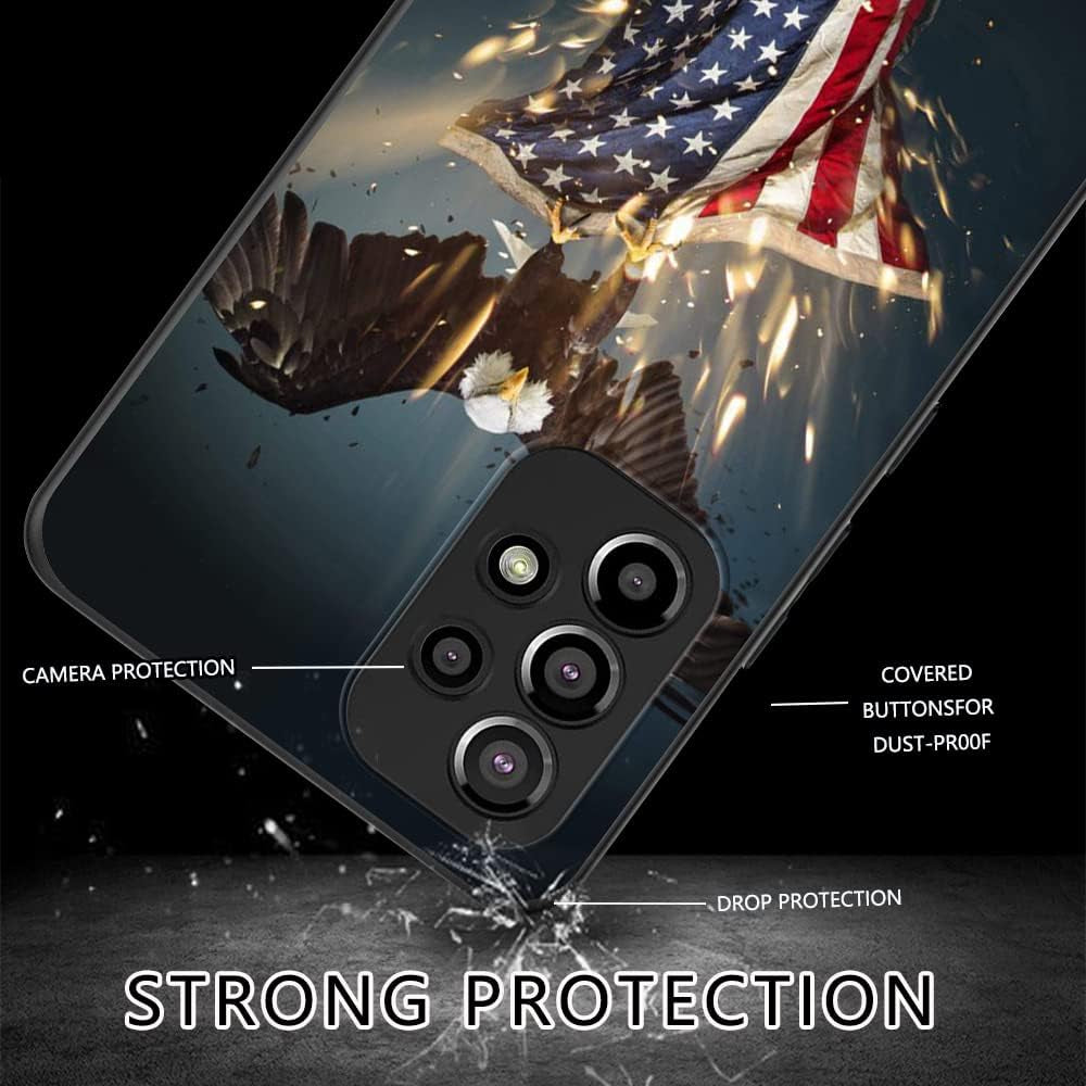 Compatible with Samsung Galaxy A53 Case, American Flag Eagle Aesthetic Pattern Design, Full Body Protection Shockproof Cover Case for Samsung Galaxy A53 5G 6.5"  MSEAANBK   