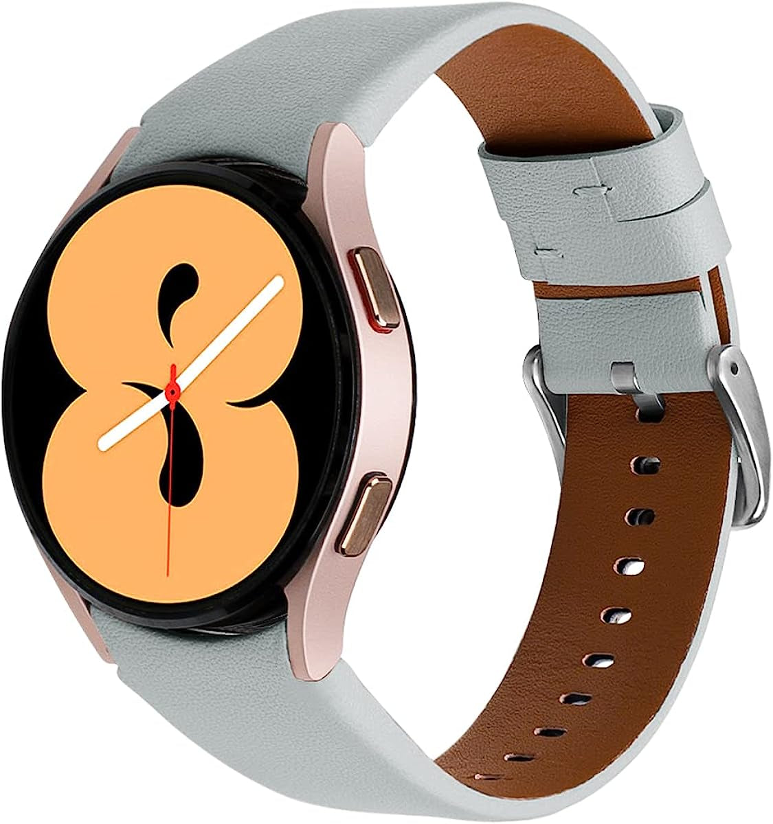 Genuine Leather Bands Compatible for Samsung Galaxy Watch 4 Band 40Mm 44Mm,20Mm Adjustable Sport Replacement Watch Band Straps for Galaxy Watch 4 Classic Band 42Mm 46Mm Women Men  通用 Grey  