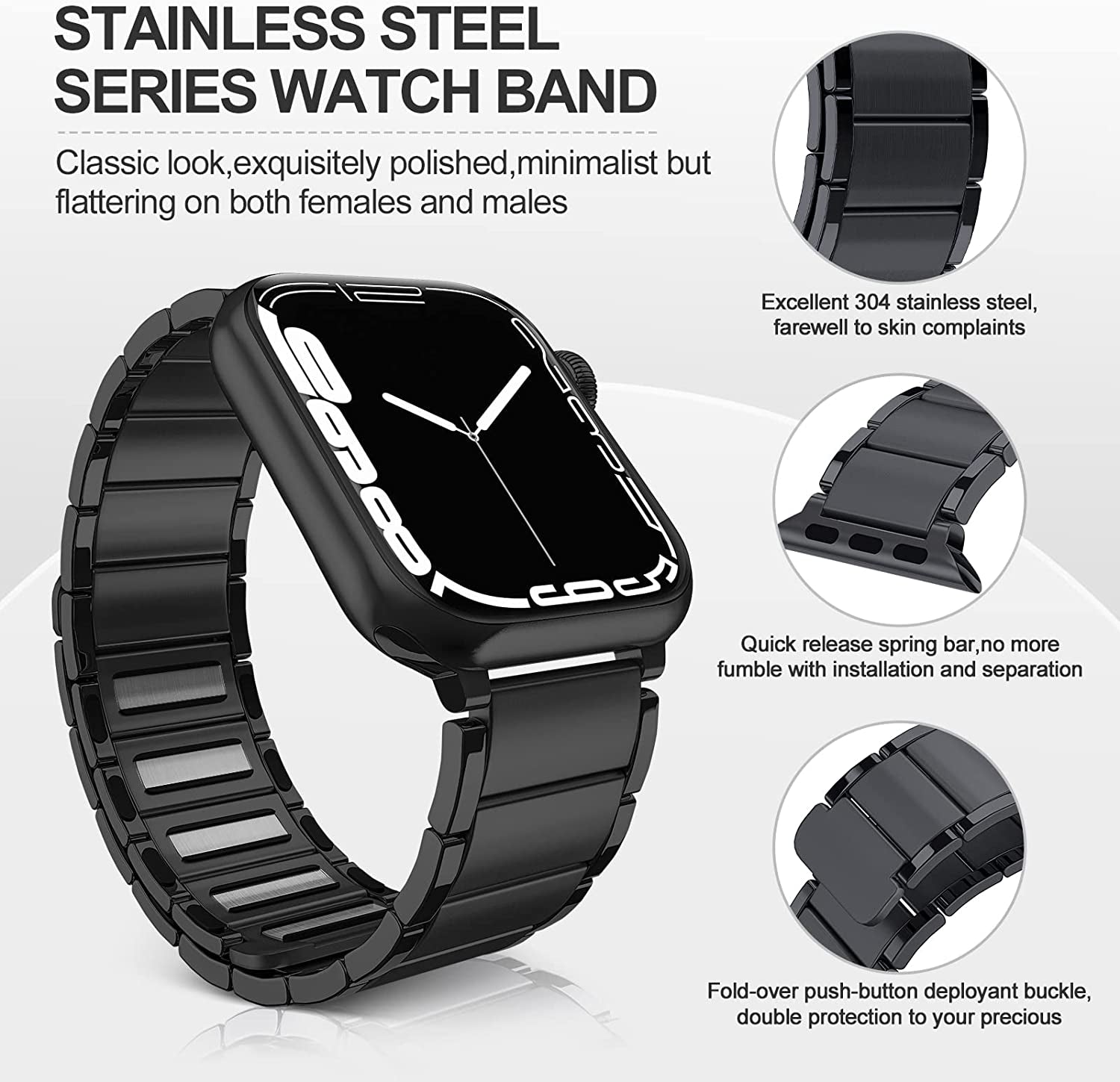 Oribox Compatible with Apple Watch Bands 45Mm 44Mm 42Mm,Metal Stainless Steel Band,High-Grade Adjustable Strap Magnetic Wristband for Iwatch Series SE 8 7 6 5 4 3 2 1 for Women Men  ORIbox   