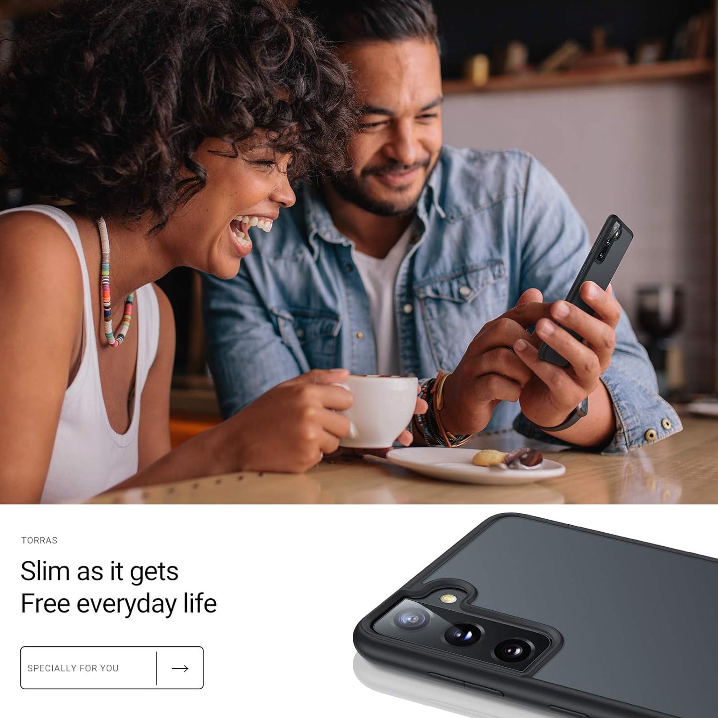 TORRAS Shockproof Designed for Samsung Galaxy S21+ plus Case 6.7'' [6FT Military Drop Protection] [Semi-Clear] Matte Hard Back & Soft Edge Slim Galaxy S21+ plus Case 5G Guardian Series, Frost Black  TORRAS   