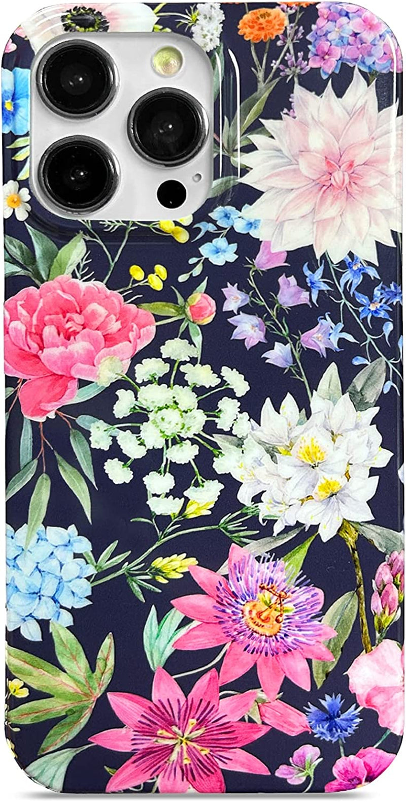 J.West Iphone 14 Pro Case 6.1, Aesthetic Watercolor Minimalist Boho Modern Abstract Prints Slim Geo Line Plant Palm Leaf Pattern Blue Pink Soft TPU Shockproof Cover Protective Phone Case for Women  J.west Dark Blue  