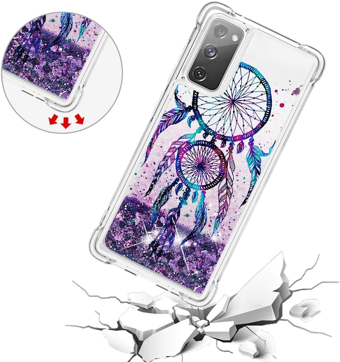 CAIYUNL for Oneplus Nord N200 5G Case with Tempered Glass Screen Protector, Glitter Bling Flowing Liquid Sparkle Women Girls Soft TPU Shockproof Protective Cute Case for Oneplus Nord N200 5G  CAIYUNL   