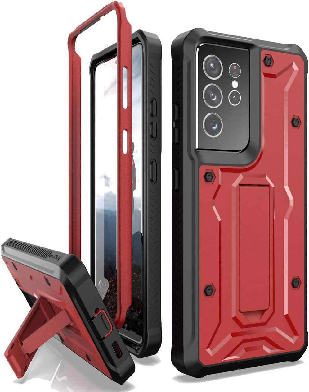 Armadillotek Vanguard Compatible with Samsung Galaxy S21 Ultra Case, Military Grade Full-Body Rugged with Built-In Kickstand [Screenless Version] - Black  ArmadilloTek   