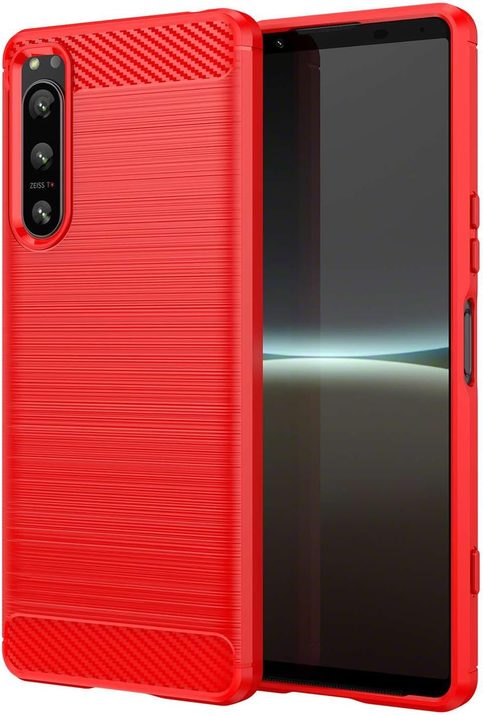 Cell Phone Case for Sony Xperia5-Iv,Refined Carbon Fiber,Anti-Fall,Anti-Fingerprint,Full Protection  IDEWEI Red Sony Xperia5-Iv 