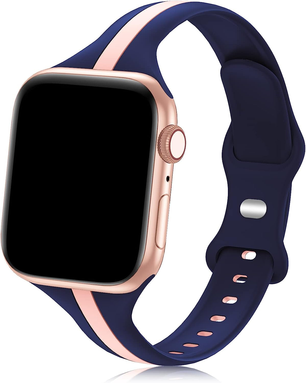 Iwabcertoo Designer Sport Bands Compatible with Apple Watch Band 38Mm 40Mm 41Mm 42Mm 44Mm 45Mm Women, Slim Soft Silicone Strap Replacement Wristbands Compatible for Iwatch Series 8/7/6/5/4/3/2/1/SE  iWabcertoo Blue Pink 38mm/40mm/41mm 