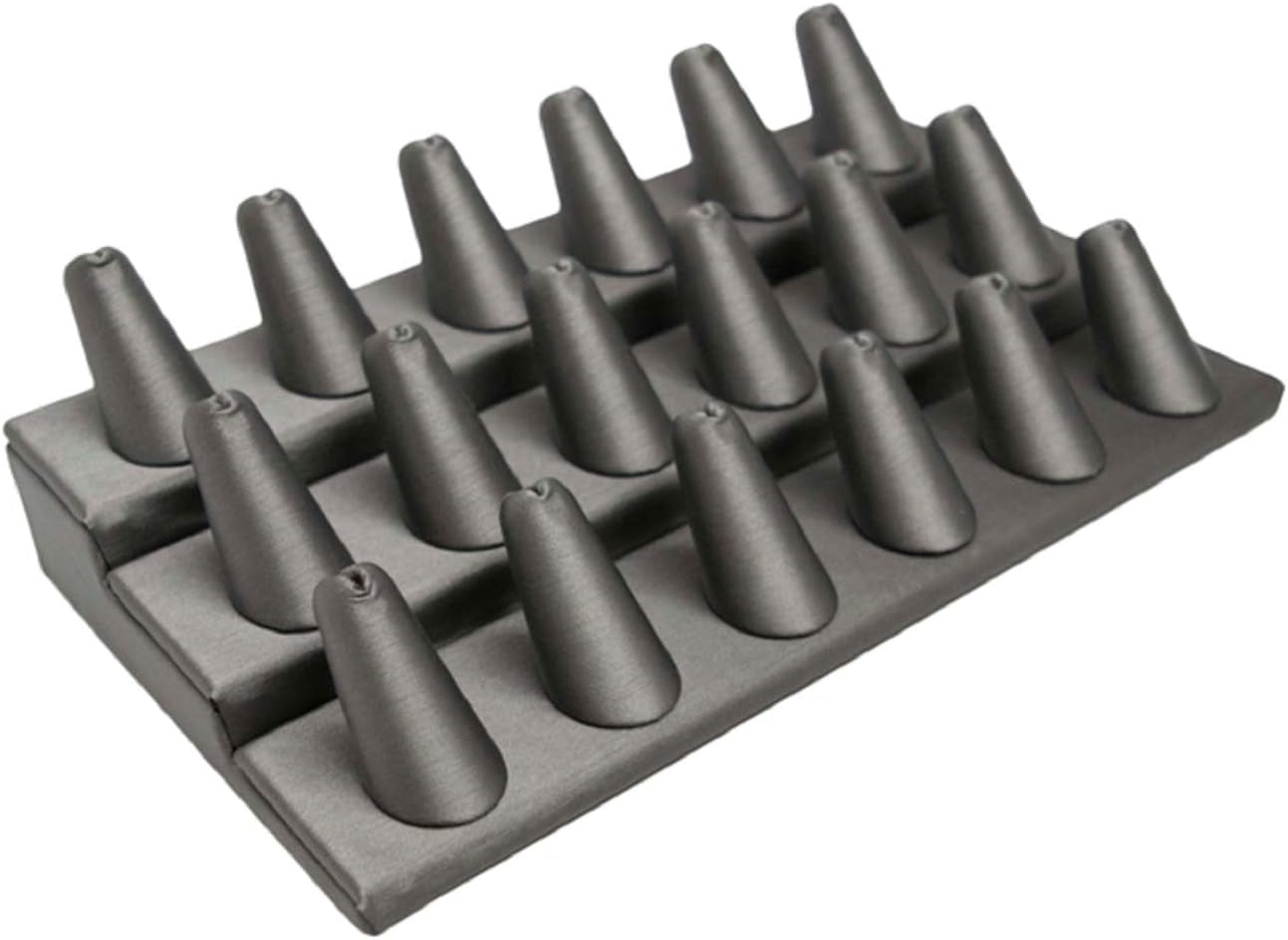 Novel Box® Single Finger Beige Linen Ring Stand Holder Jewelry Display 2X2X2 + NB Cleaning Cloth  Novel Box Steel Gray 18 (8.25X4.75X2.5") 