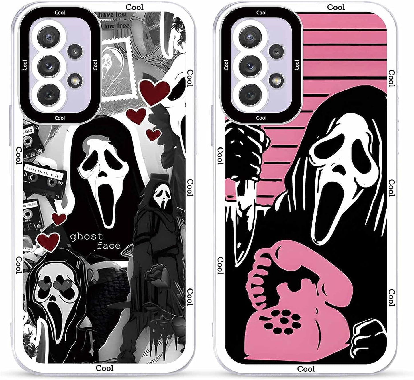 2 × Phone Case for Samsung Galaxy S20/S11E Case Clear 6.2",Scream Horror Movie Printed, Cute Skull Pattern Design Transparent Cases for Women Men Girls, Soft TPU Funda for Samsung S20/S11E,Ghost Face  DZY US Samsung Galaxy A72  