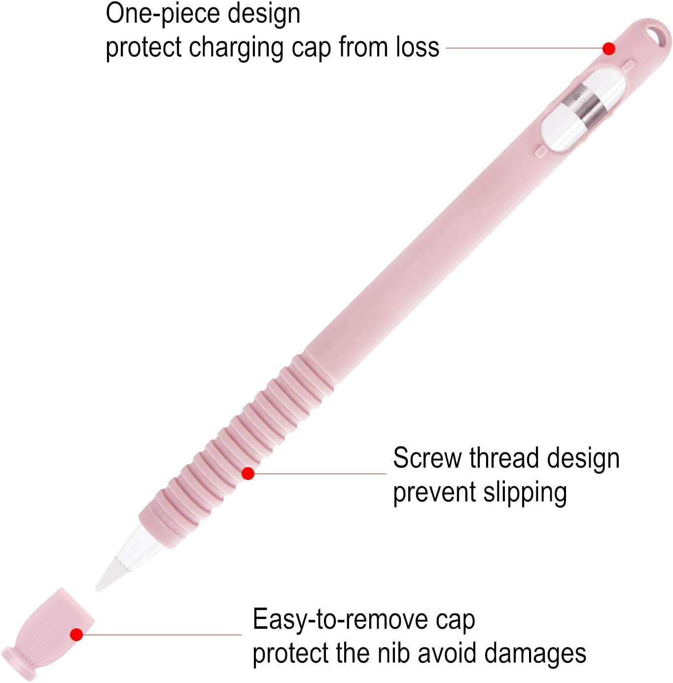 Case for Apple Pencil Grip 1St Generation Apple Pencil Cover Holder for Apple Pencil Sleeve Apple Pen Accessories with Protective Nib Cover Compatible with Apple Pencil 1St Generation Pink  TICARVE   