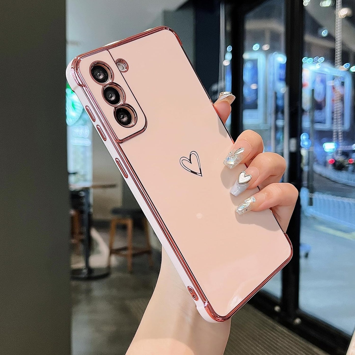 ZTOFERA Samsung Galaxy S22 plus 5G Case,Cute Plating Edge Love Hearts Pattern with Camera Lens Protection Phone Cover for Galaxy S22 plus 5G 6.6",Purple  ZTOFERA Pink  