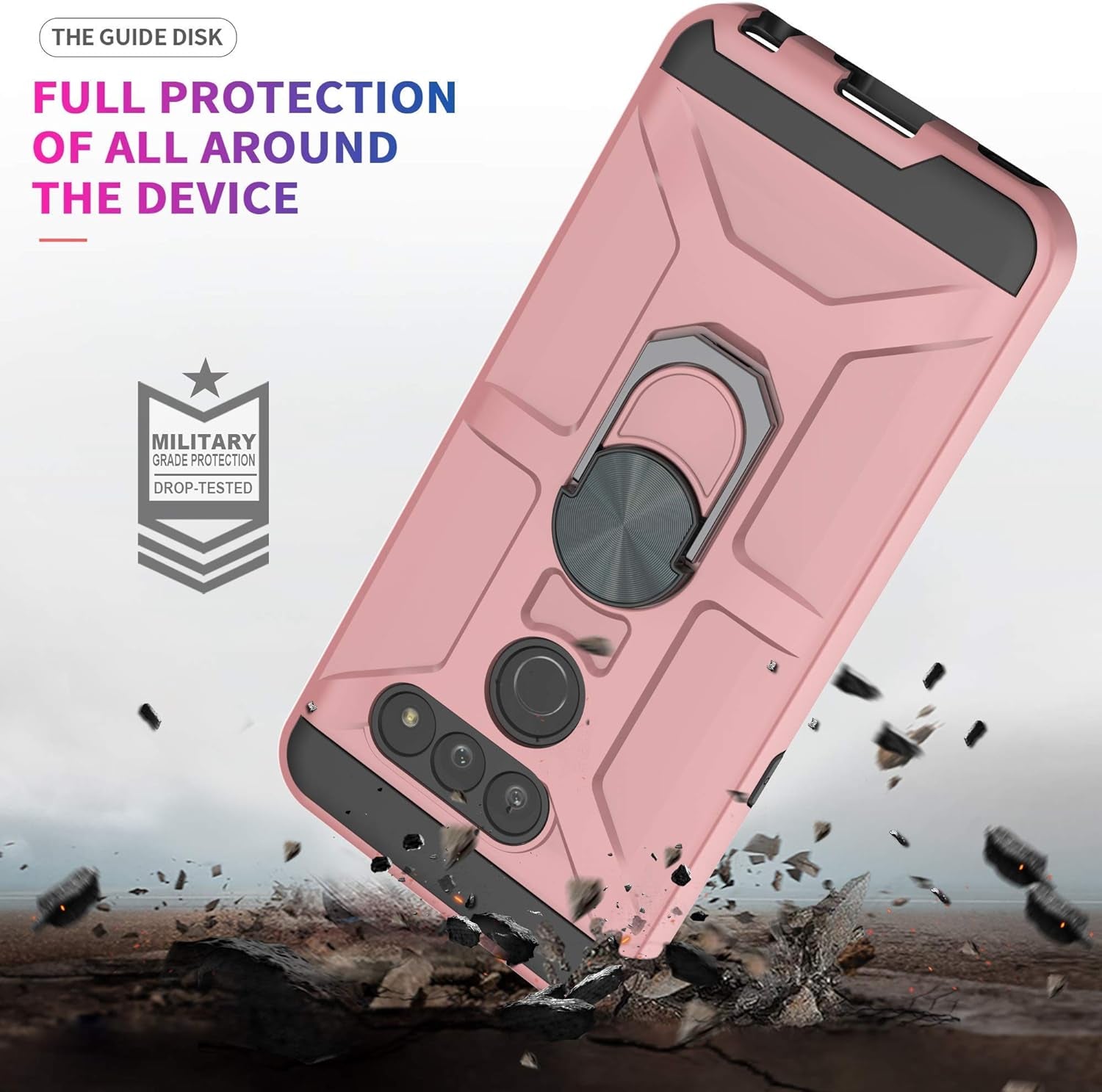 Ymhxcy Compatible for LG G8/G8 Thinq Case with HD Screen Protector,360 Degree Rotating Ring Kickstand Holder Dual Layers of Shockproof Phone Case for LG G8-ZS Rose Gold  YmhxcY   