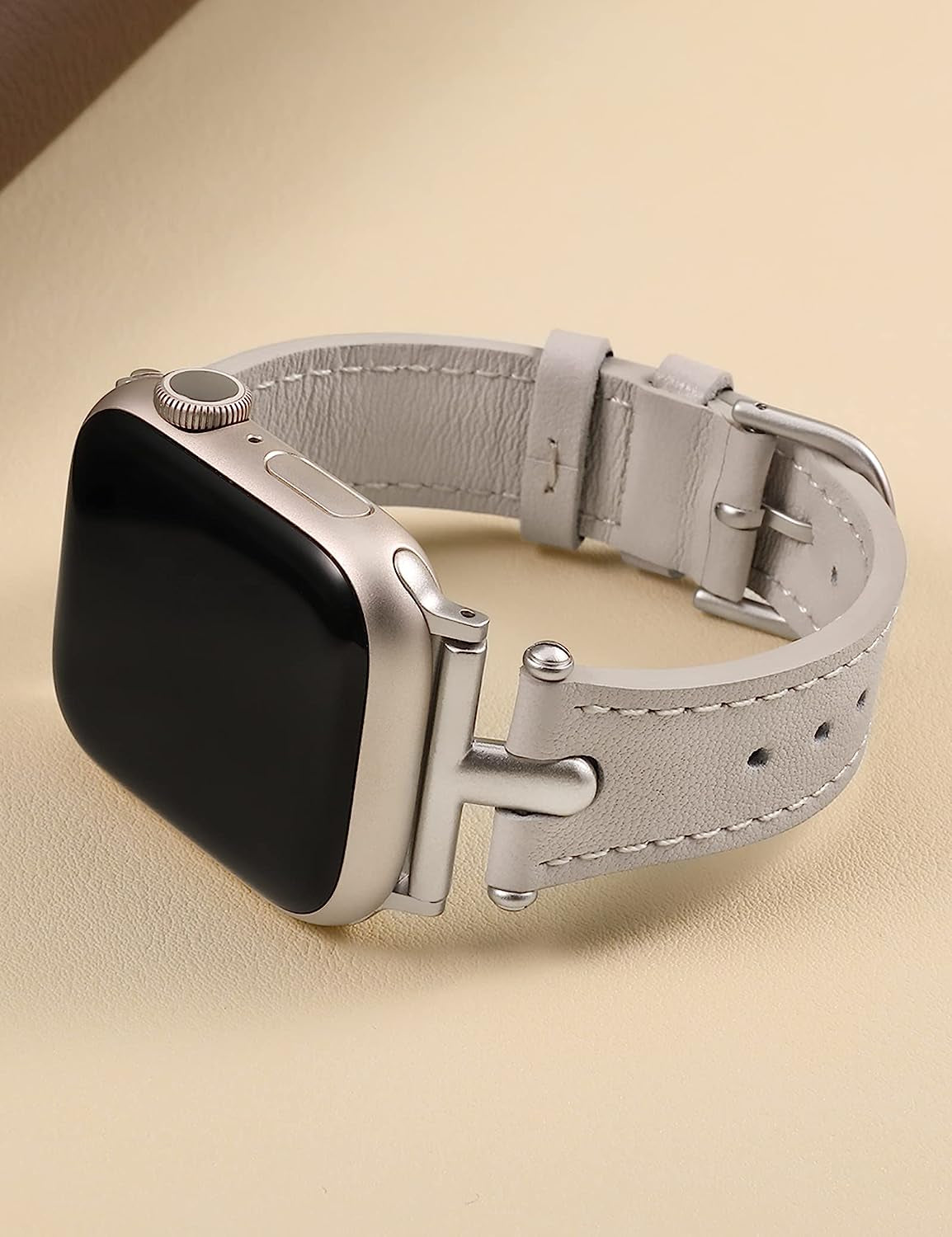 Wearlizer Leather Band Compatible with Apple Watch Band Women 38Mm 40Mm 41Mm 42Mm 44Mm 45Mm 49Mm Dressy Fashion Leather Strap with T-Shape Metal Buckle for Iwatch Bands Ultra SE Series 8 7 6 5 4 3 2 1  Wearlizer   