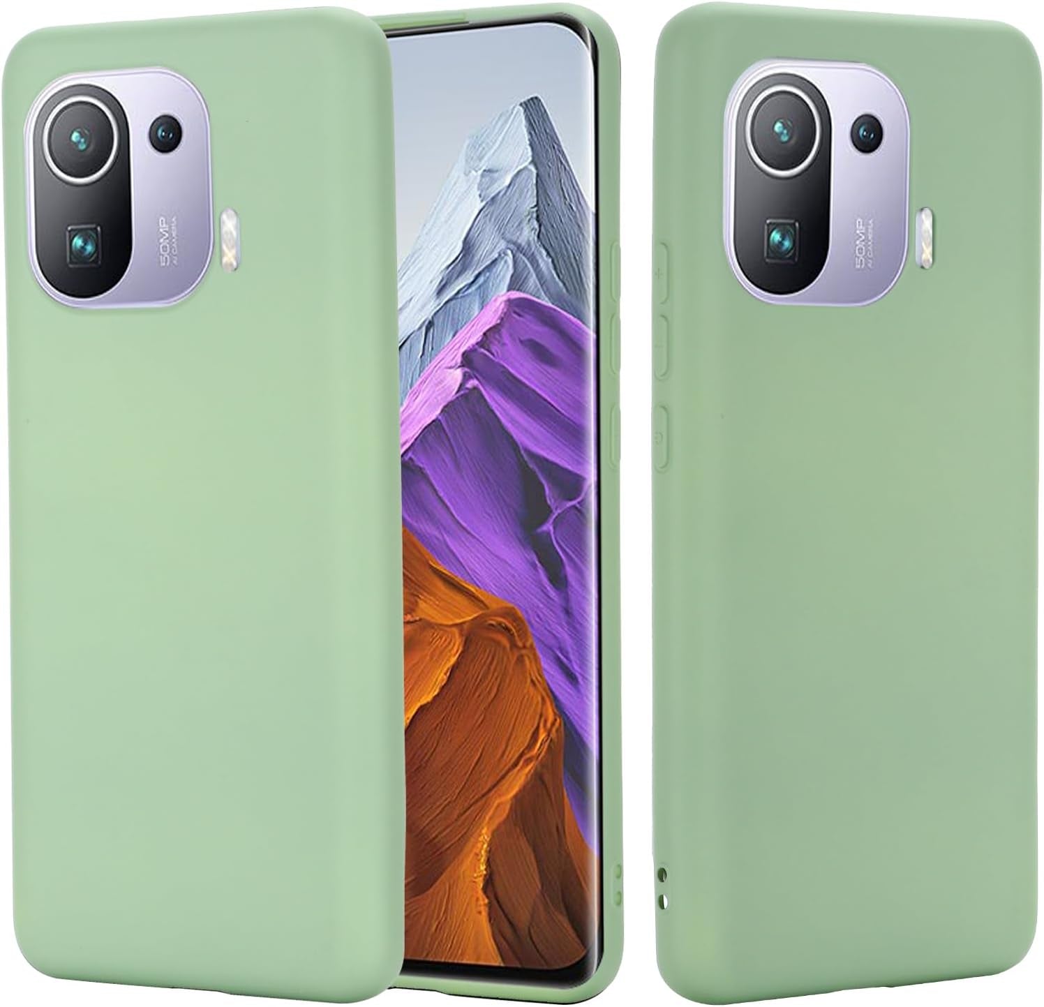 Case for Xiaomi Mi 11 Pro, Liquid Silicone Protective Phone Case for Xiaomi Mi 11 Pro with Silicone Lanyard, Slim Thin Soft Shockproof Cover for Xiaomi Mi 11 Pro Silicone Case Green  Generic   