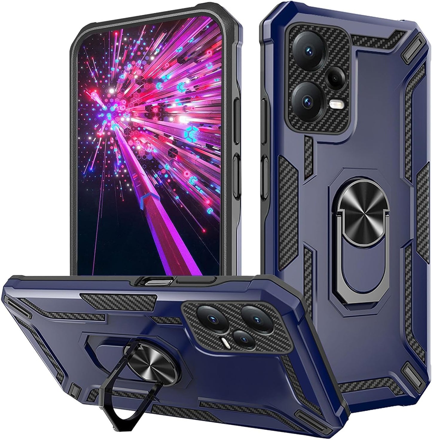 Ysnzaq Case for Xiaomi Redmi Note 12 Pro/Poco X5 Pro, Military Grade Rugged Shockproof Protective Phone Cover with Ring Magnetic Kickstand for Xiaomi Redmi Note 12 Pro/Poco X5 Pro LB Red  Ysnzaq Navy  