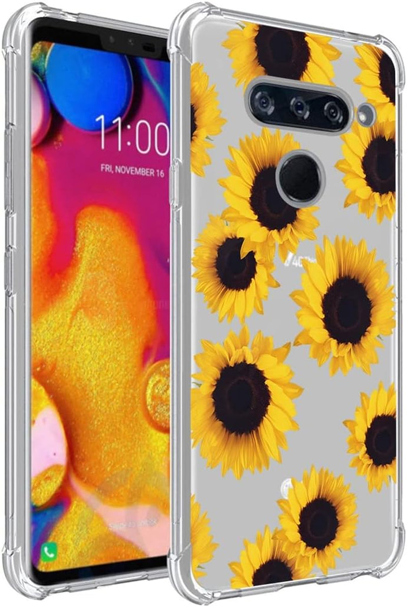 Yerebel Case for LG V40/V40 Thinq Case V405UA0 Cute Case, Clear Flexible Bumper TPU Soft Rubber Silicone Cover Phone Case for LG V40 Thinq (Blue Butterfly)  Yerebel Sunflower  