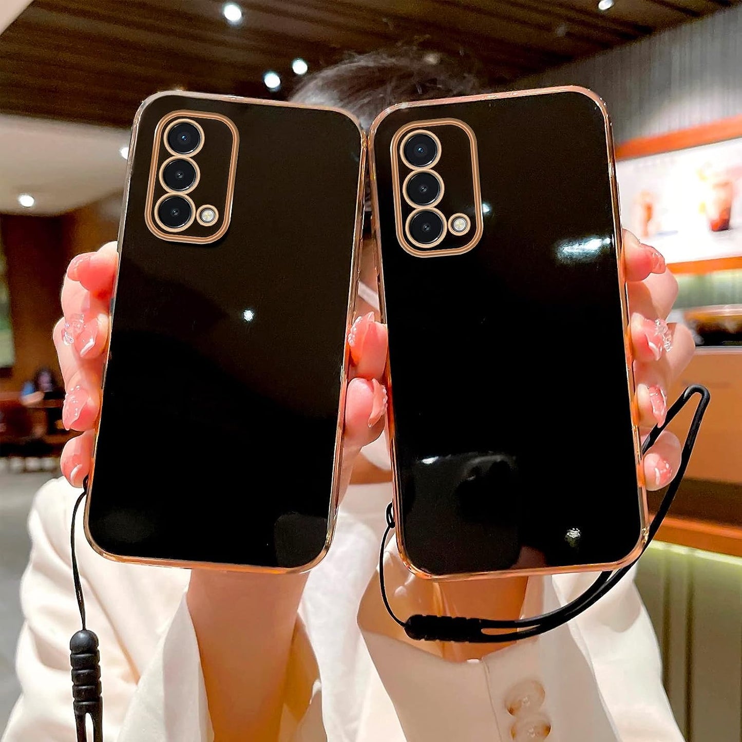 For Oneplus Nord N200 5G Case, N200 Phone Case for Women Electroplating Cute Luxury Bling Aesthetic Trendy Pretty, Full Camera Soft TPU Protection Shockproof Cover for Oneplus Nord N200 5G (Black)  KuDiNi   