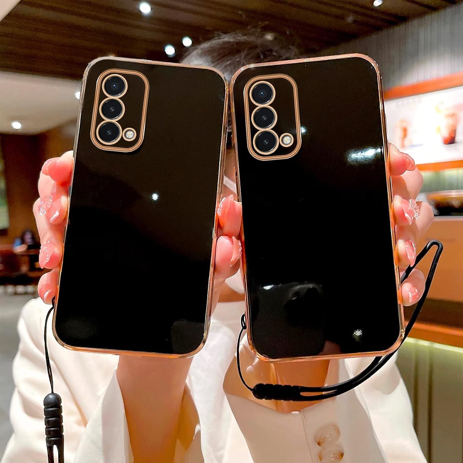 For Oneplus Nord N200 5G Case, N200 Phone Case for Women Electroplating Cute Luxury Bling Aesthetic Trendy Pretty, Full Camera Soft TPU Protection Shockproof Cover for Oneplus Nord N200 5G (Black)  KuDiNi   