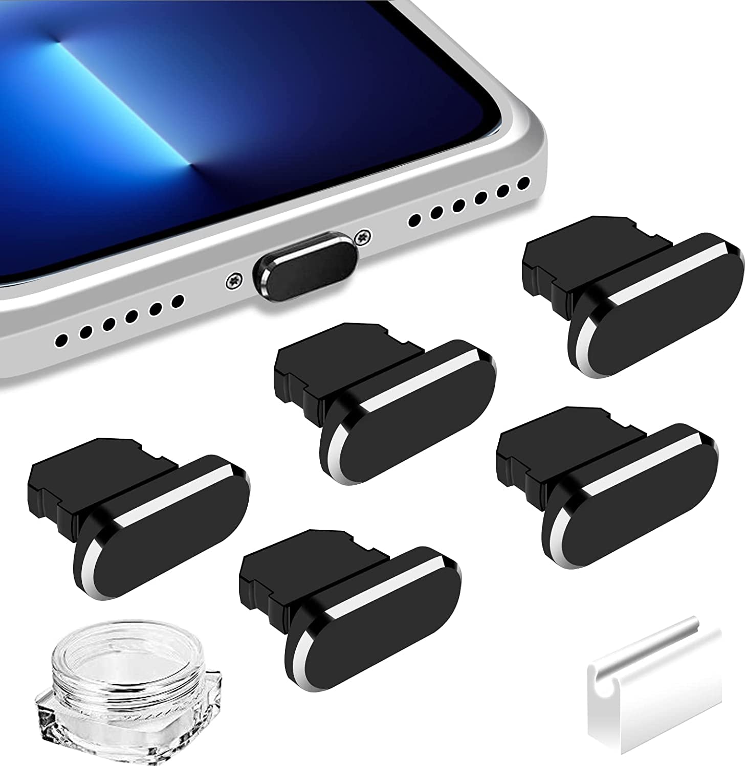 Zentiky 5 Pieces for Iphone Dust Plug,Anti Dust Plugs Compatible with Iphone 14,13,12,11,X,Xs,8,7, Plus, Max, Pro, Mini, Ipad with Lightning Charging Port,Protect Charging Port from Dust and Moist  ZenTiky   