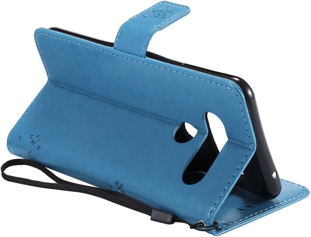 ISADENSER LG V40 Thinq Case LG V40 Flip Case for Women [Wallet Stand] as Case with Cards Slot Holder Cash Pockets Magnetic Closure PU Leather Wallet Case Cover for LG V40 Thinq Blue Cat Wish Tree  ISADENSER   