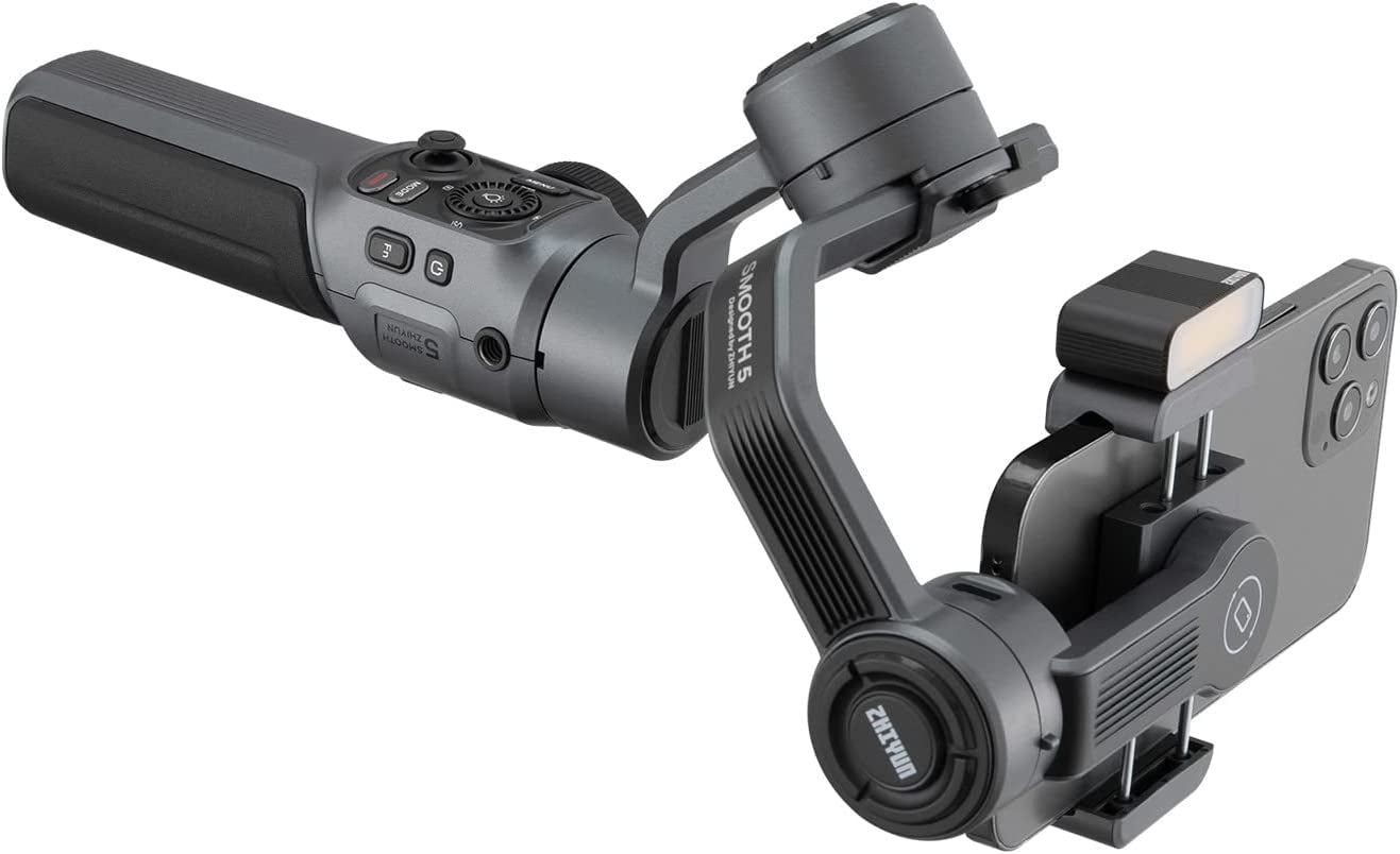 Zhiyun Smooth 5 Combo 3-Axis Focus Pull & Zoom Capability Handheld Smartphone Gimbal Stabilizer, Compatible with Iphone 14 Pro Max plus 13 12 11 X XR XS 8 plus Samsung Galaxy S22 S21 S20 Ultra  Zhiyun   