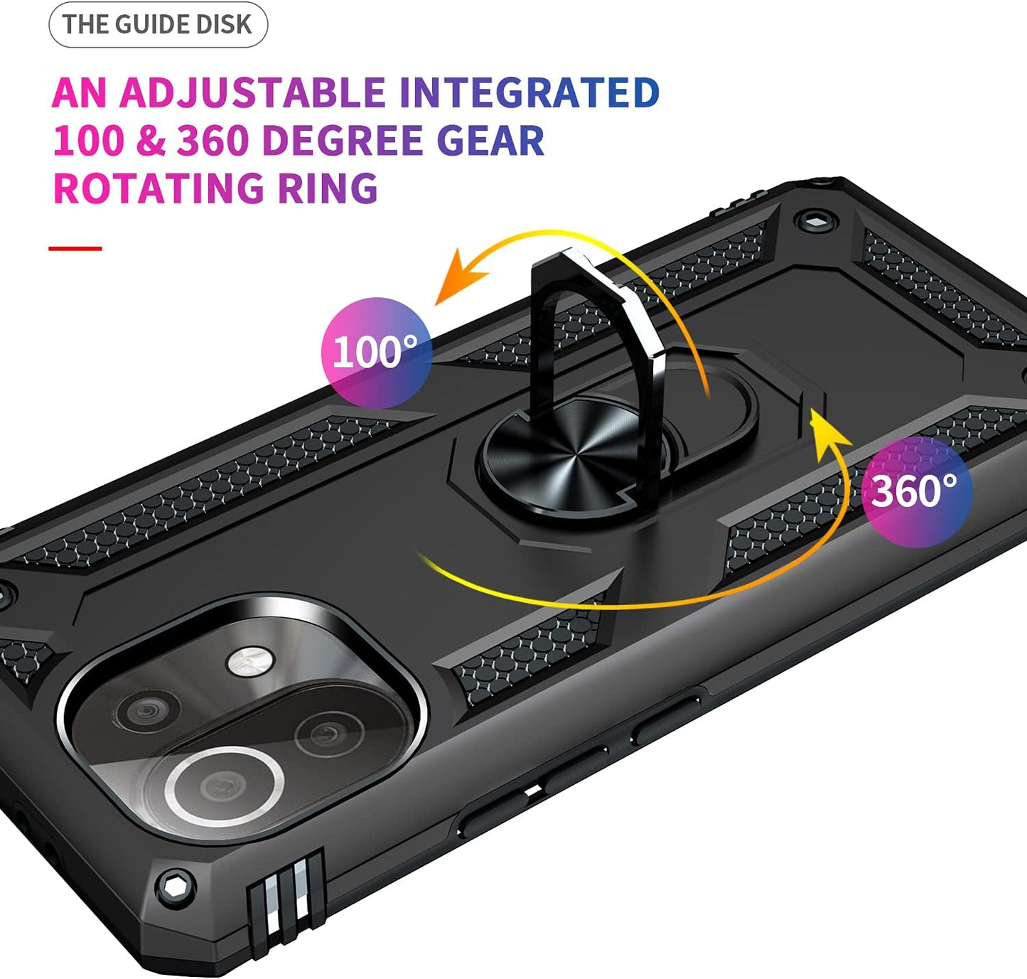 For Xiaomi Mi 11 Lite Case with Screen Protctor,Mi 11 Lite 5G Phone Case,Military-Grade Protective Dual Layer Heavy Duty with Kickstand Car Mout Magnetic Cover for Xiaomi Mi 11 Lite(Mi11 Lite, Black)  Generic   