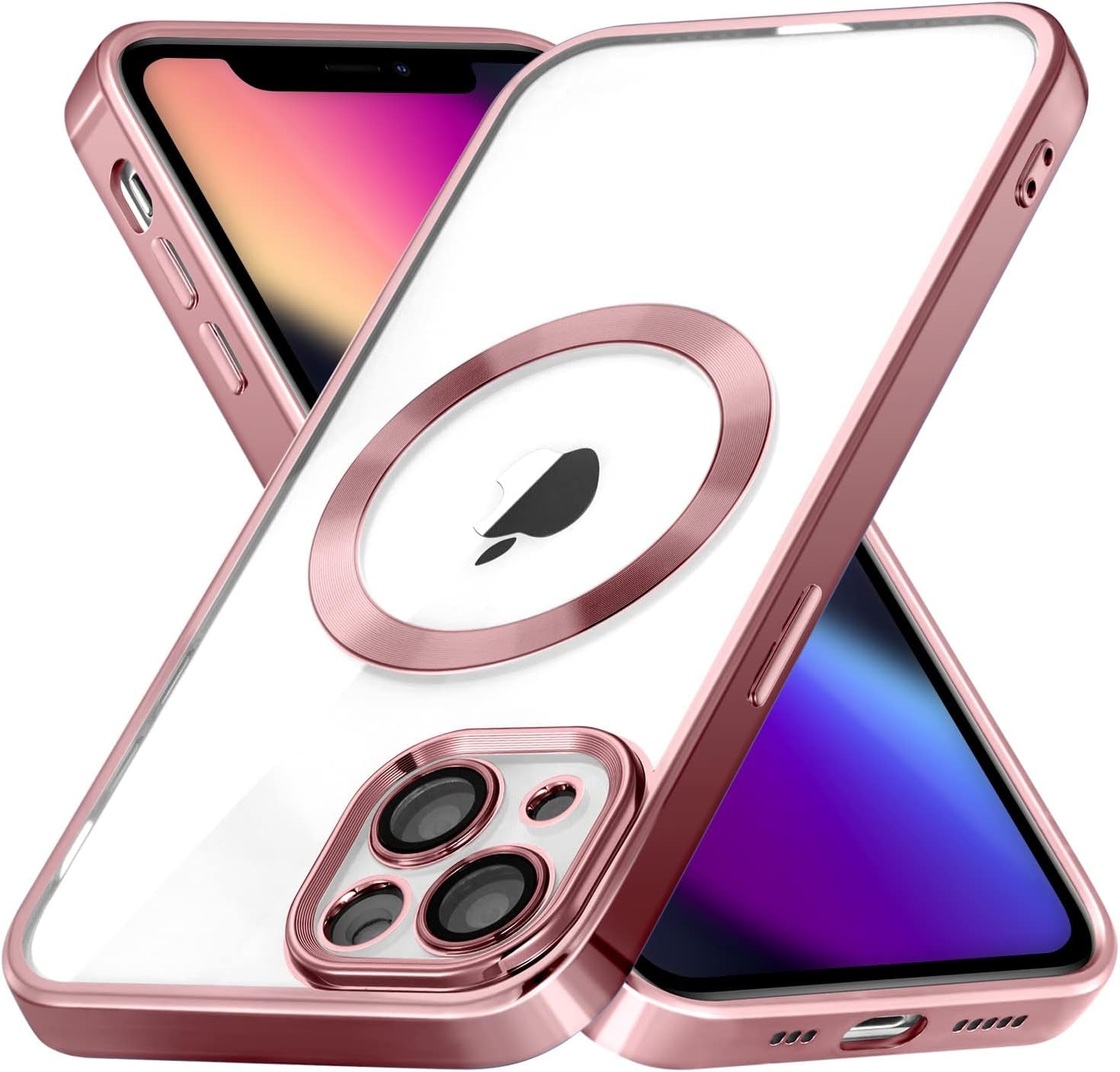 ZCDAYE Case for Iphone 13, Iphone 13 Phone Case Compatible with Wireless Charging,Blue Edge Electroplated Transparent Soft TPU Shockproof Case Cover for Iphone 13(6.1 Inches) - Blue  ZCDAYE Rose Gold Iphone 13 