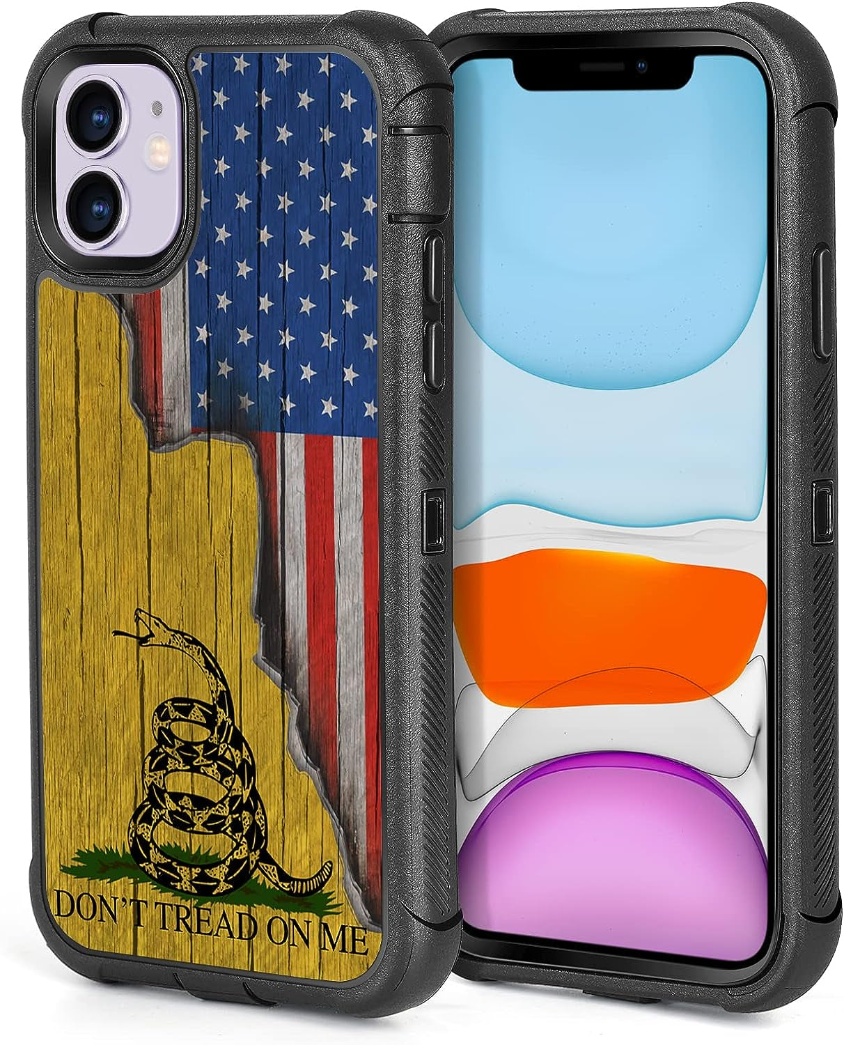 XWMHHP Compatible with Iphone 12 Case Iphone 12 Pro Case Dont Tread on Me American Flag Design for Men, 3-Layer Rugged Shockproof Hard Plastic Bumper +Soft Silicone Rubber Heavy Duty Protection Cover  XWMHHP   