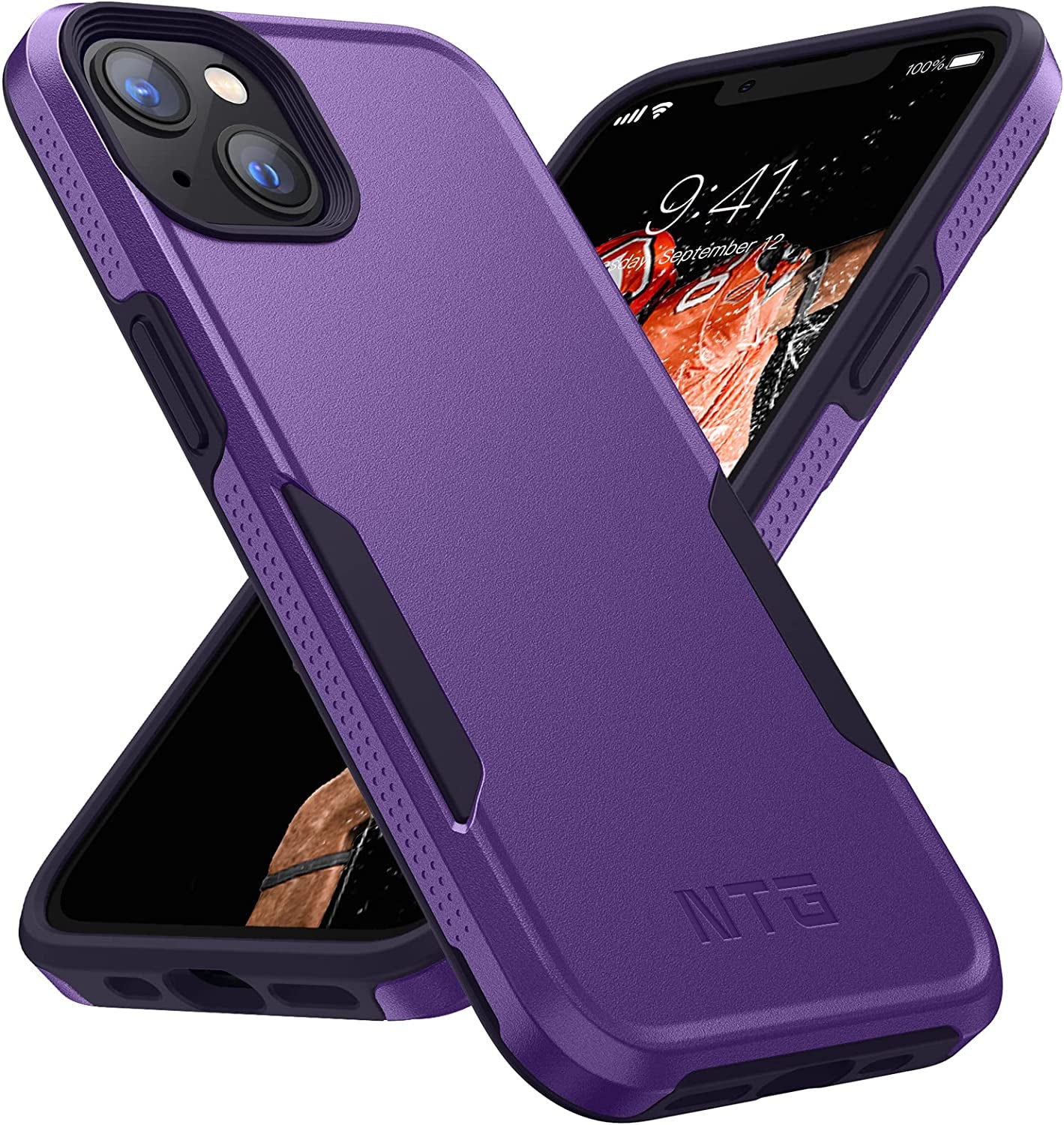 NTG Shockproof Designed for Iphone 13 Case [2 Layer Structure Protection] [Military Grade Anti-Drop] Lightweight Shockproof Protective Phone Case for Iphone 13 6.1 Inch, Dim Grey  NTG Dark Violet  