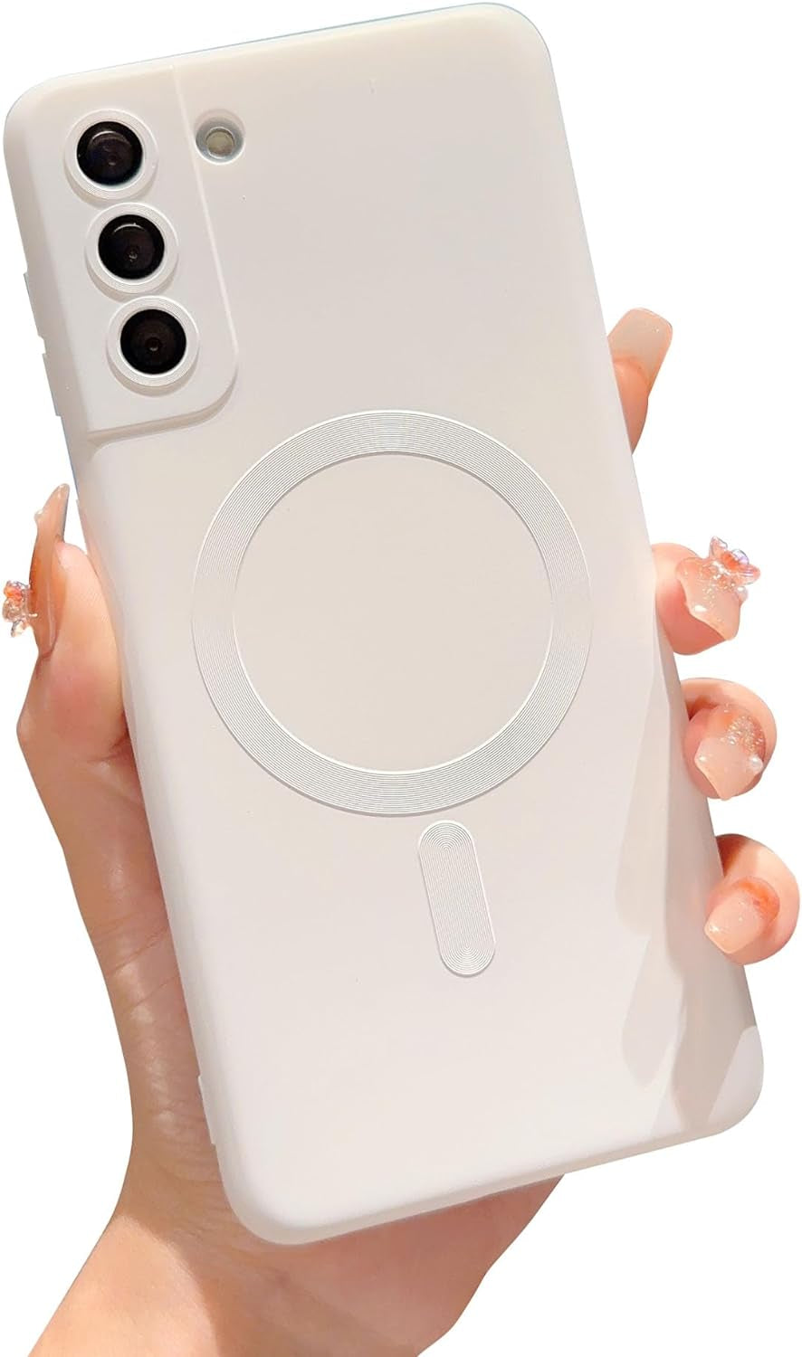 Phylla Samsung Galaxy S21+ plus Phone Case [Compatible with Magsafe] [Full Camera Protection Slim] Luxury Magnetic Solid Color Cover Soft Silicone Bumper for Galaxy S21 plus 5G 6.7" (Blackish Green)  phylla\1 White  