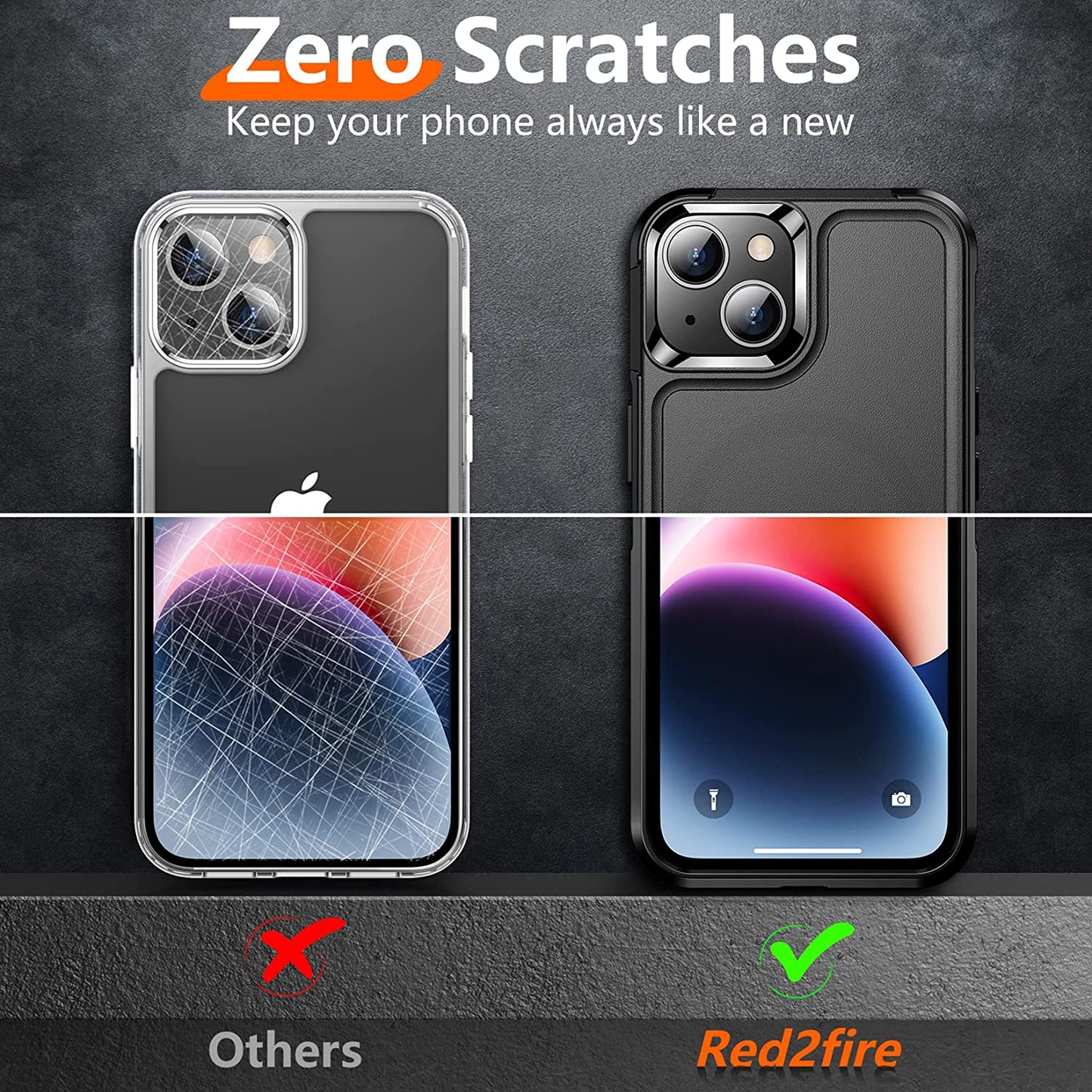 Red2Fire Magnetic for Iphone 14 plus Case [Compatible with Magsafe][Military Grade Drop Protection][Glass Screen Protector+Camera Lens Protector] Heavy Duty Shockproof Phone Case 6.7"-Black  Red2Fire   