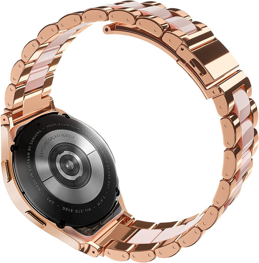 Oribox 20Mm Watch Bands Compatible for Watch Bands, Samsung Galaxy Watch Resin Pink Metal Wristband  ORIbox   