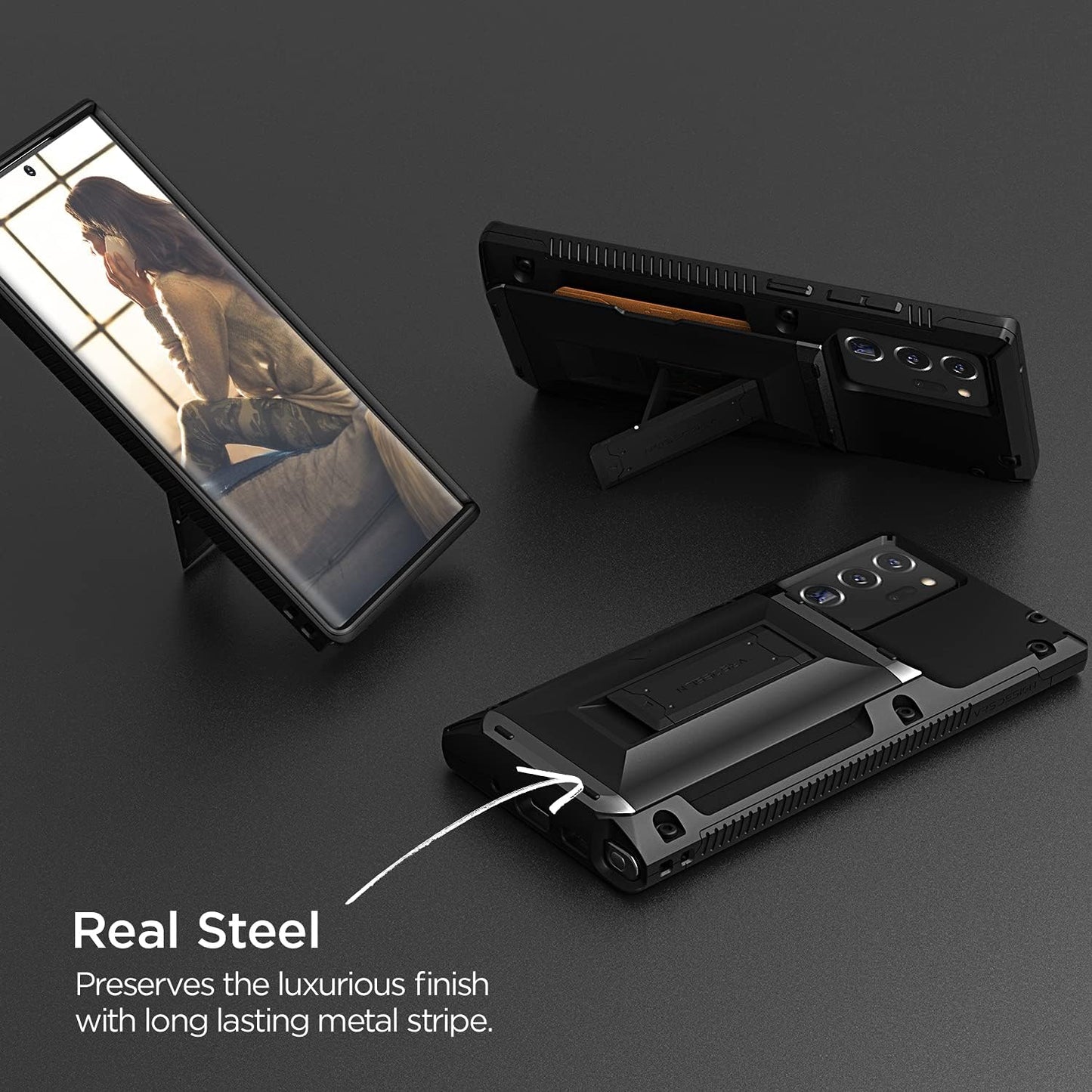 VRS DESIGN Damda Glide Hybrid Phone Case for Galaxy Note 20 Ultra, with [4 Cards] [Semi Auto] Premium Sturdy Card Wallet and Kickstand for Samsung Galaxy Note 20 Ultra 5G, 6.9 Inch(2020) Black  VRS DESIGN   