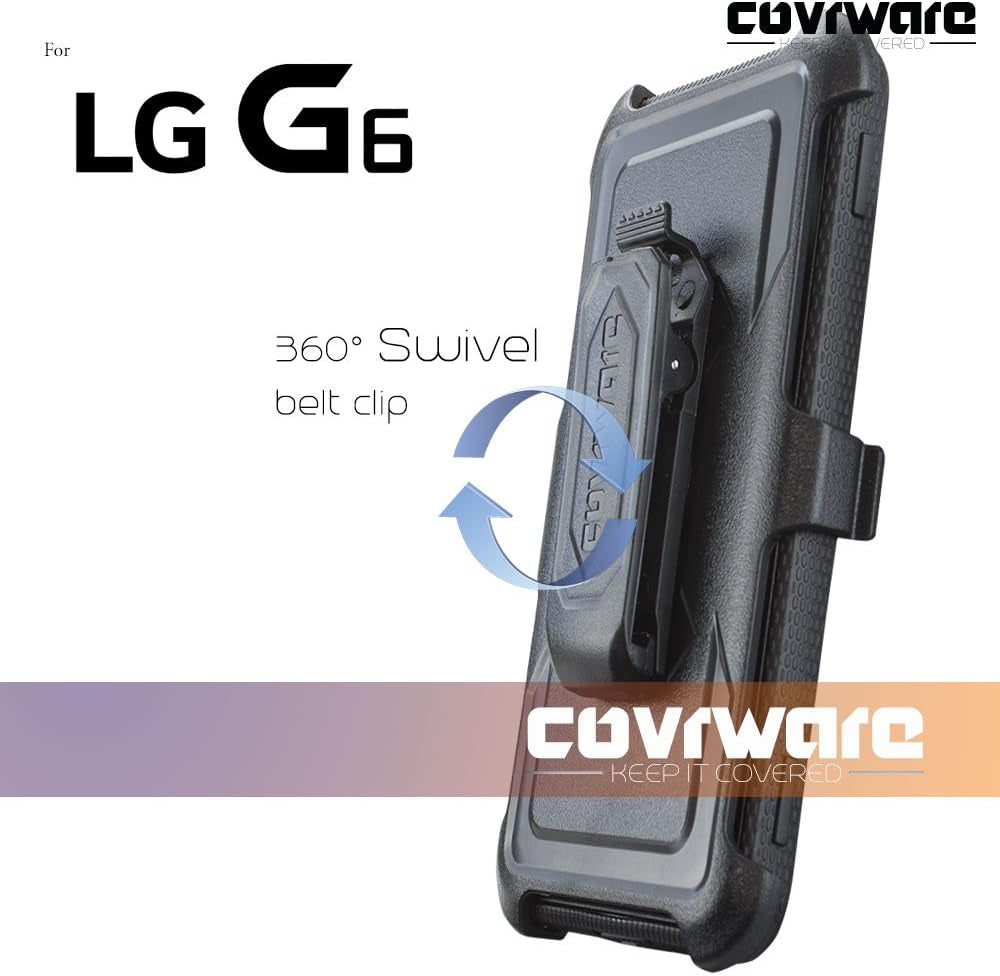 COVRWARE Aegis Series Case for LG G6 with Built-In Screen Protector Heavy Duty Full-Body Rugged Holster Armor Case Belt Swivel Clip Kickstand, Black  COVRWARE   