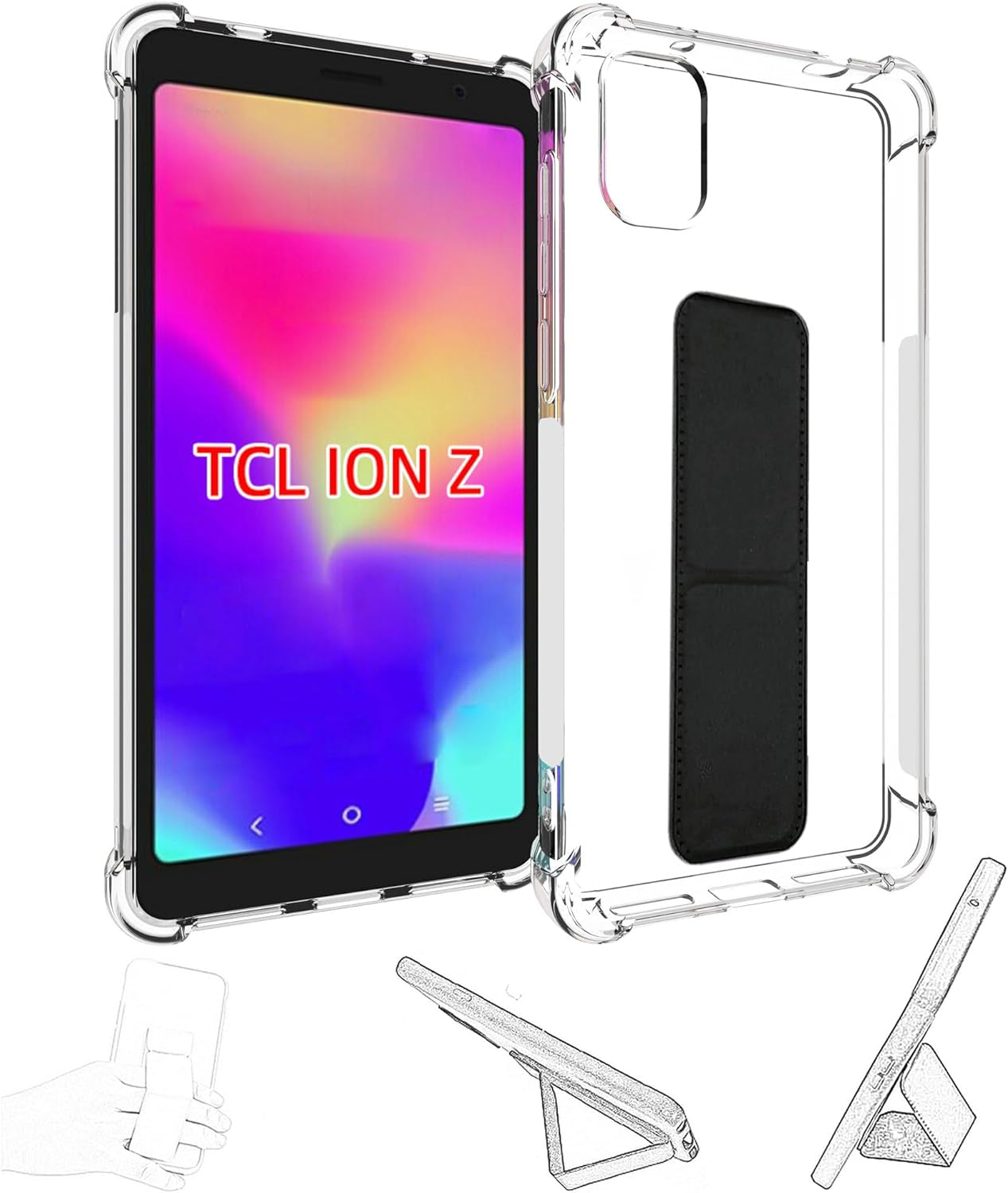 Jioeuinly for Sony Xperia 1 V Case Compatible with Sony Xperia 1 V Phone Case Cover [Adhesive Folding Support] [Shockproof Protection] Clear  jioeuinly Tcl Ion Z/A3/A30  