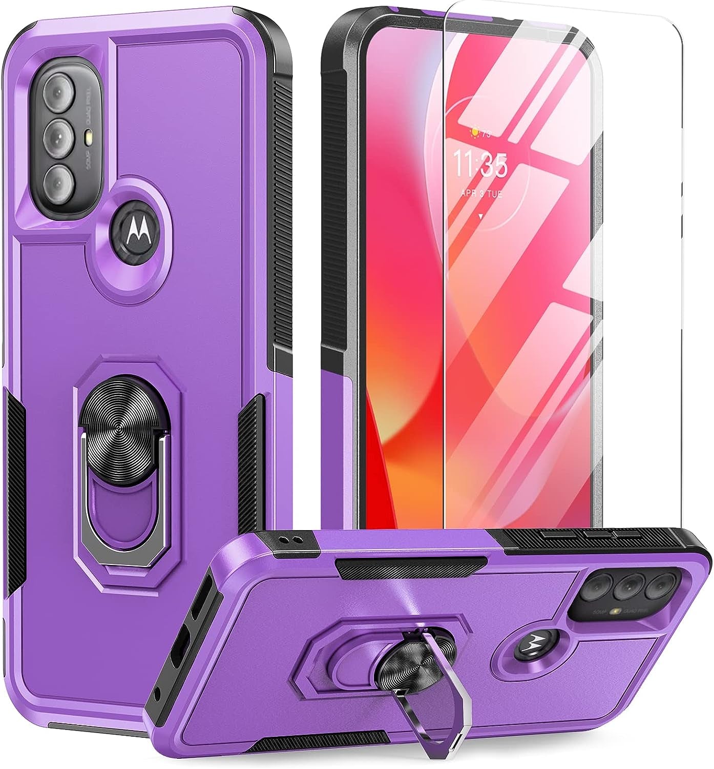 BNIUT for Motorola Moto G Power 2022 Case: Moto G Play 2023 Case & Moto G Pure 2021 Case - Dual Layer Protective Heavy Duty Phone Cover Shockproof Rugged with Non Slip Textured (Burgundy Purple)  binghexin Y Purple Black  