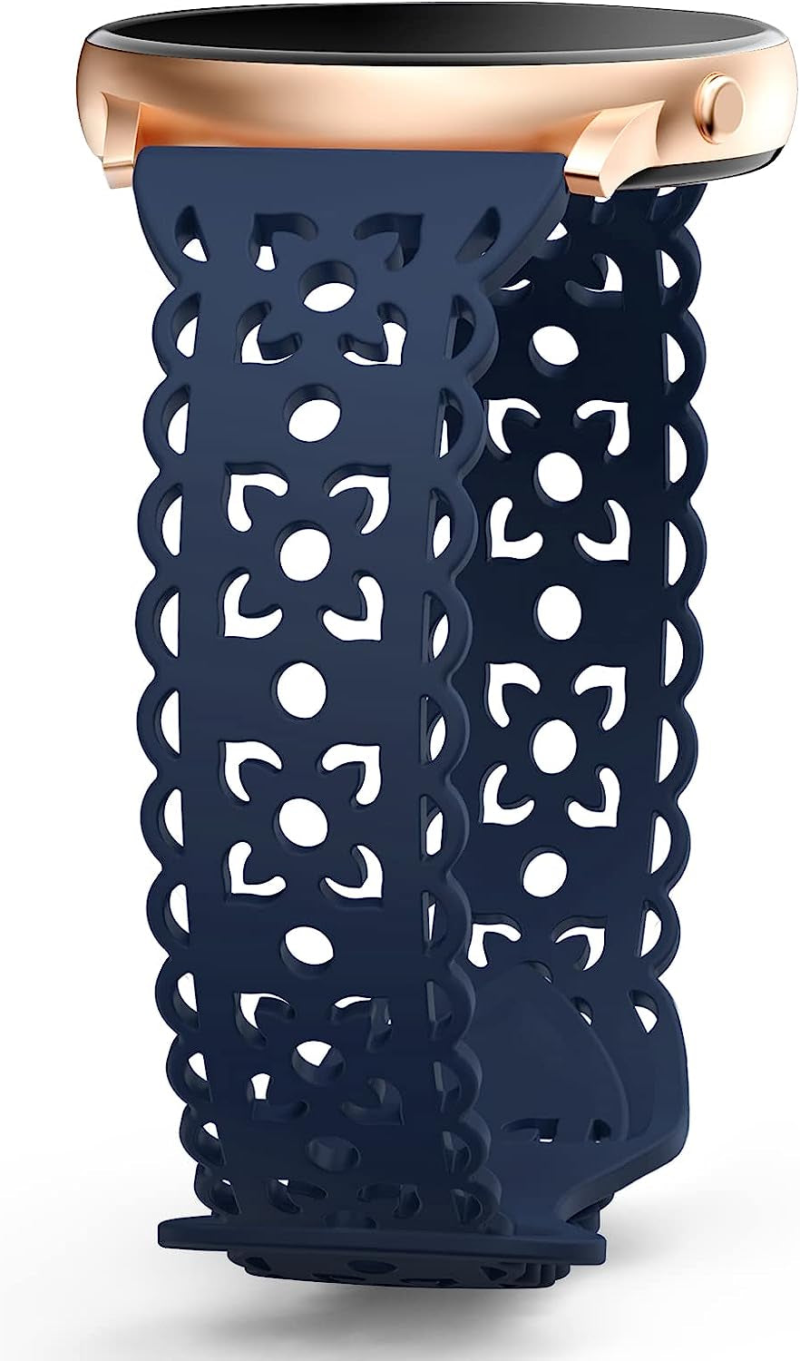 20Mm Lace Silicone Band Compatible with Samsung Galaxy Watch 4 Band 40Mm 44Mm,Galaxy Watch 4 Classic Band 42Mm 46Mm,Galaxy Watch 5 Bands,Slim Sport Strap Replacement Band for Galaxy Watch 4/5 Women  HEARTBOOM Navy Blue 20MM 