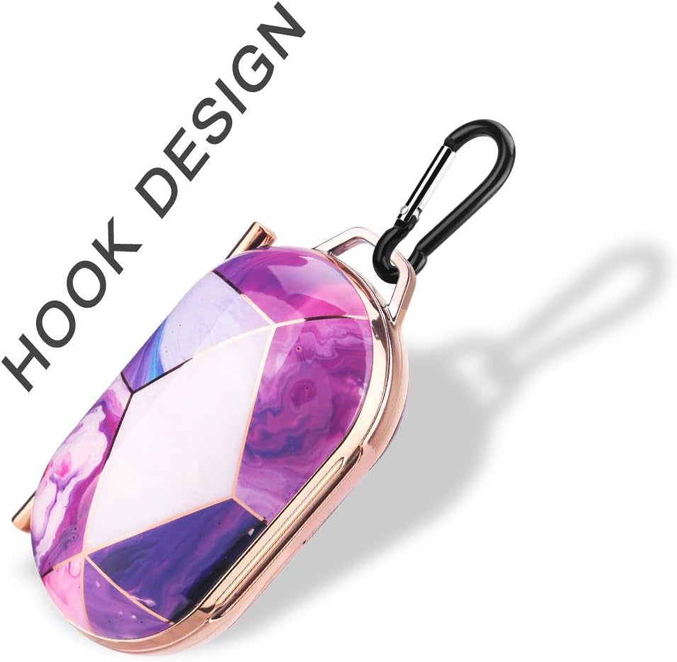 For Samsung Galaxy Buds/Buds Plus(Buds+) Case Luxury Plating Marble Pattern Painted Hard Cover Anti-Drop Shockproof Full-Body Protective Cover with Keychain (C)  AIOEN   