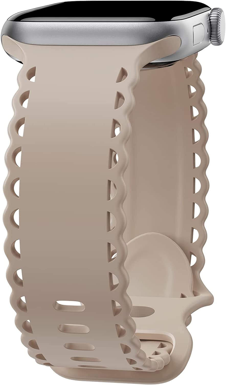 Upfurmach Compatible with Apple Watch Band 41Mm 40Mm 38Mm 49Mm 45Mm 44Mm 42Mm Women Girl, Rose Floral Print Lace Hollow-Out Soft Silicone Sport Bands for Iwatch Ultra SE Series 8 7 6 5 4 3 2 1, Rosb-38  UpfurMach E-Milk Tea 41mm/40mm/38mm 