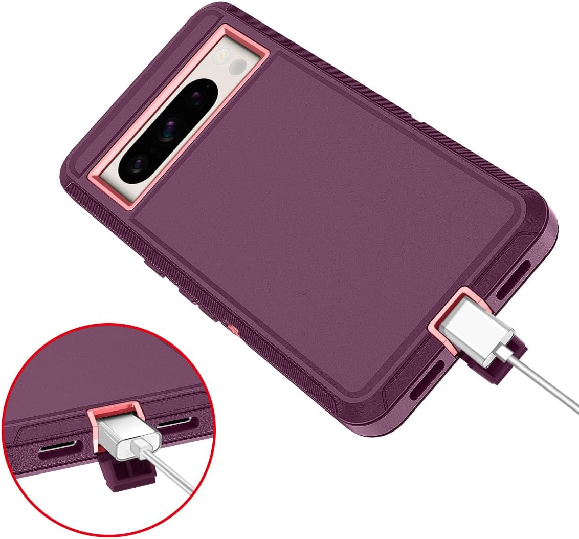 I-HONVA for Google Pixel 8 Pro Case Shockproof Dust/Drop Proof 3-Layer Full Body Protection [Without Screen Protector] Rugged Heavy Duty Durable Cover Case for Google Pixel 8 Pro 6.7" 2023,Purple/Pink  I-HONVA   