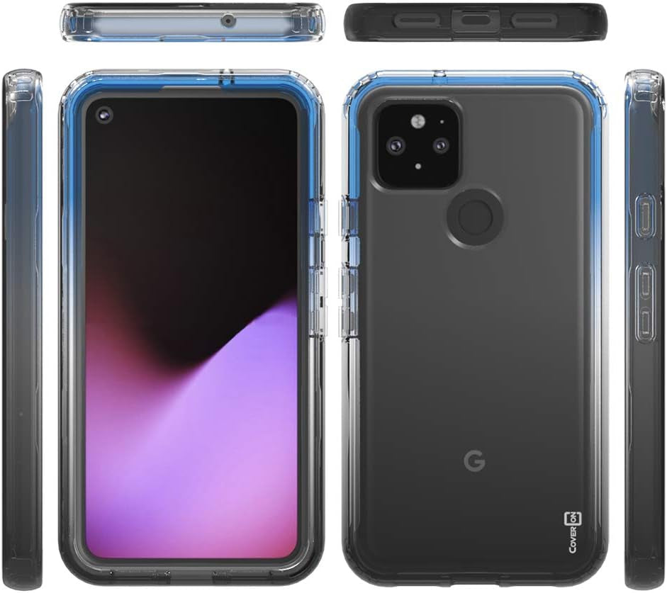 Coveron Gradient Design for Google Pixel 4A 5G Case 2020, Clear Full Body Rugged Phone Cover - Blue/Black  CoverON   