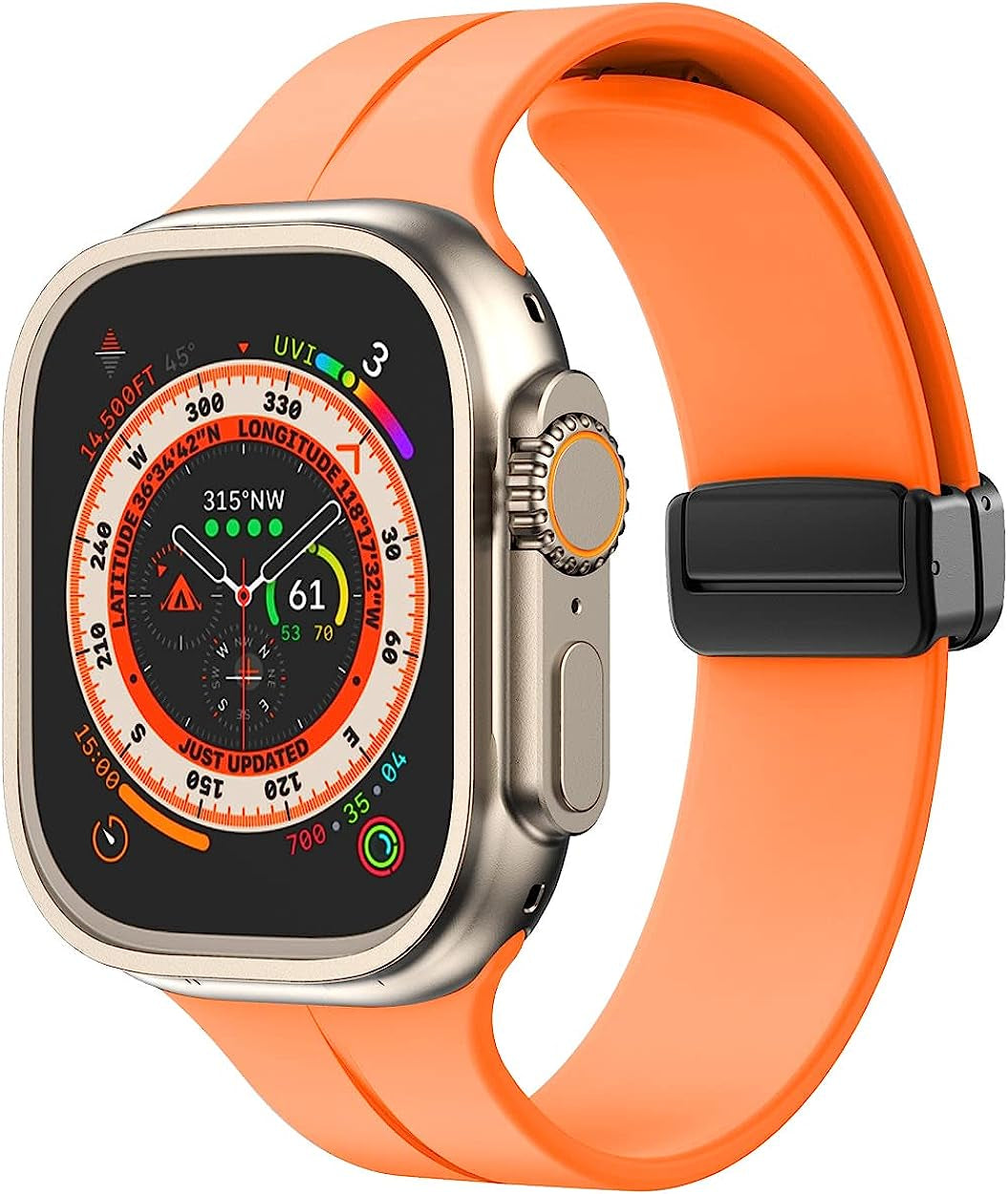 Meyzeli Compatible with Apple Watch Band 38Mm 40Mm 41Mm 42Mm 44Mm 45Mm 49Mm for Women Men, Soft Silicone Magnetic Buckle Sport Watch Band for Apple Watch SE Iwatch Series 8 7 6 5 4 3 2 1 Ultra  Meyzeli Orange- Black Buckle 38mm/40mm/41mm 