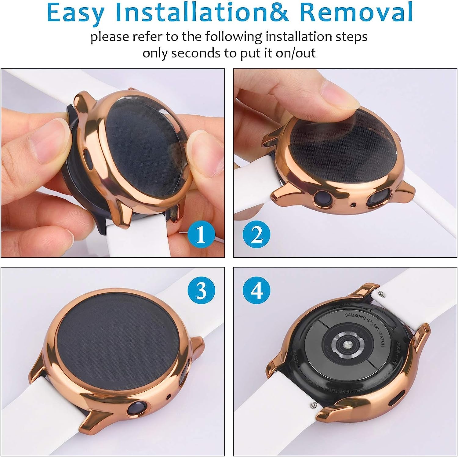 Mugust Screen Protector Cases with Band Compatible for Samsung Galaxy Watch Active 2 40Mm & 44Mm, TPU Protective Case Band Silicone Sport Wristband Strap for Men Women  Mugust   