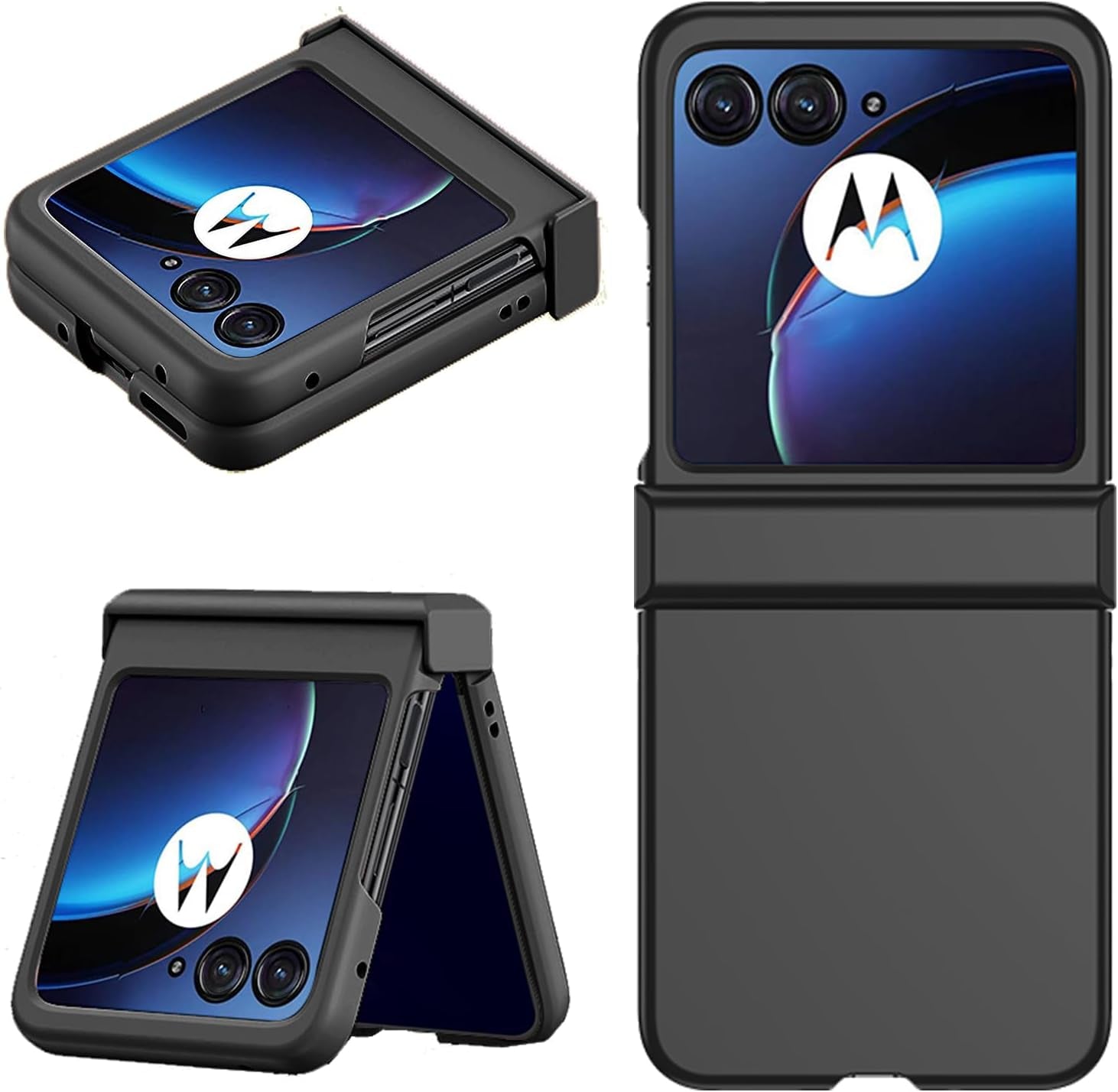 Designed Case for Moto Razr plus 2023 Case,[Full Cover Hinge Protection][Hard PC Slim Phone Case][Support Wireless Charging][Shockproof Anti-Slip] for Motorola Razr+ 2023 5G 6.9" (Apricot)  ZMPHG Black  