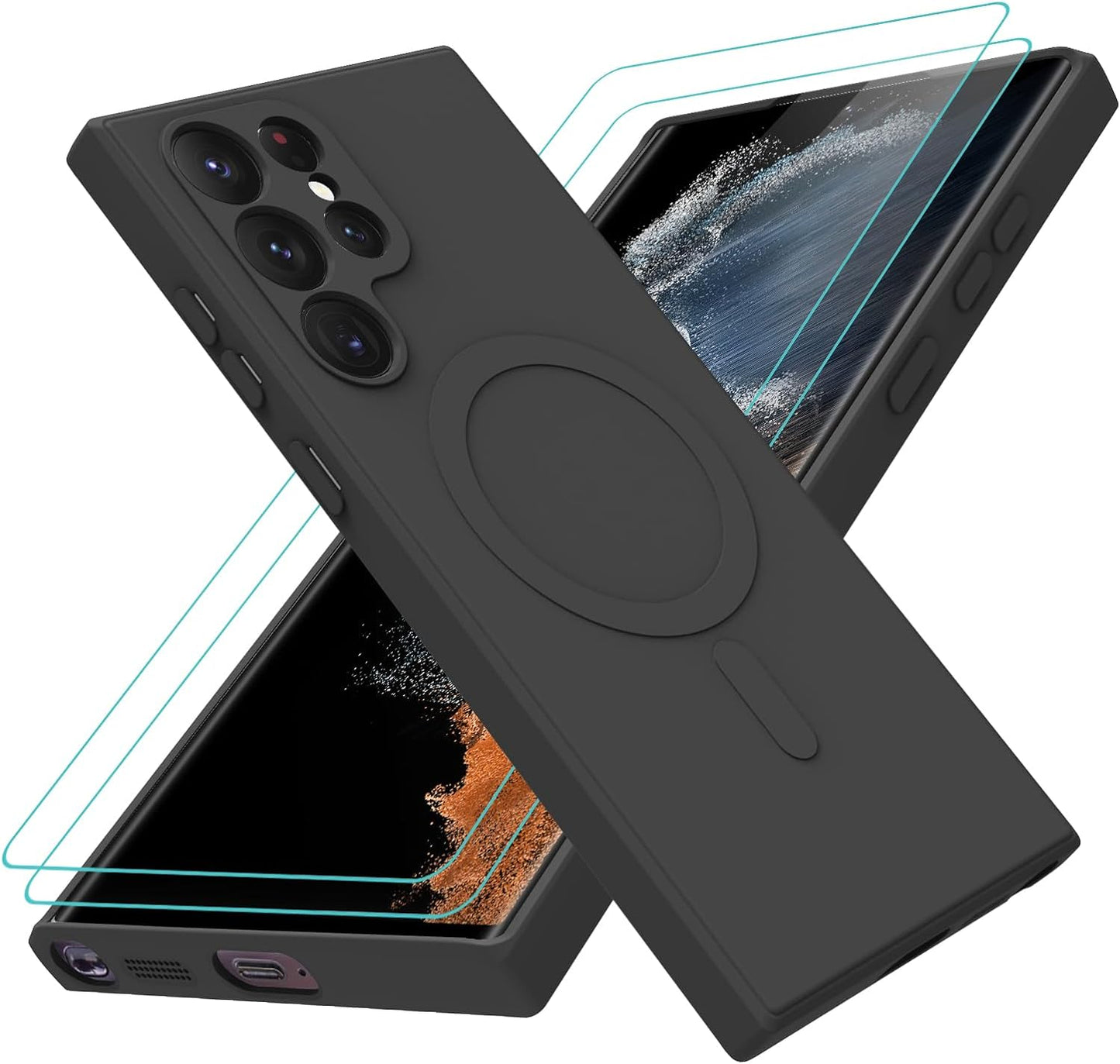 LEOMAKRON for Samsung Galaxy S22 Ultra Case Magnetic Silicone Case Compatible with Magsafe Shiny Spot S22 Ultra Soft Silicone Gel Rubber Bumper Magnetic Case Shockproof Case Black  LEOMAKRON Black 1  