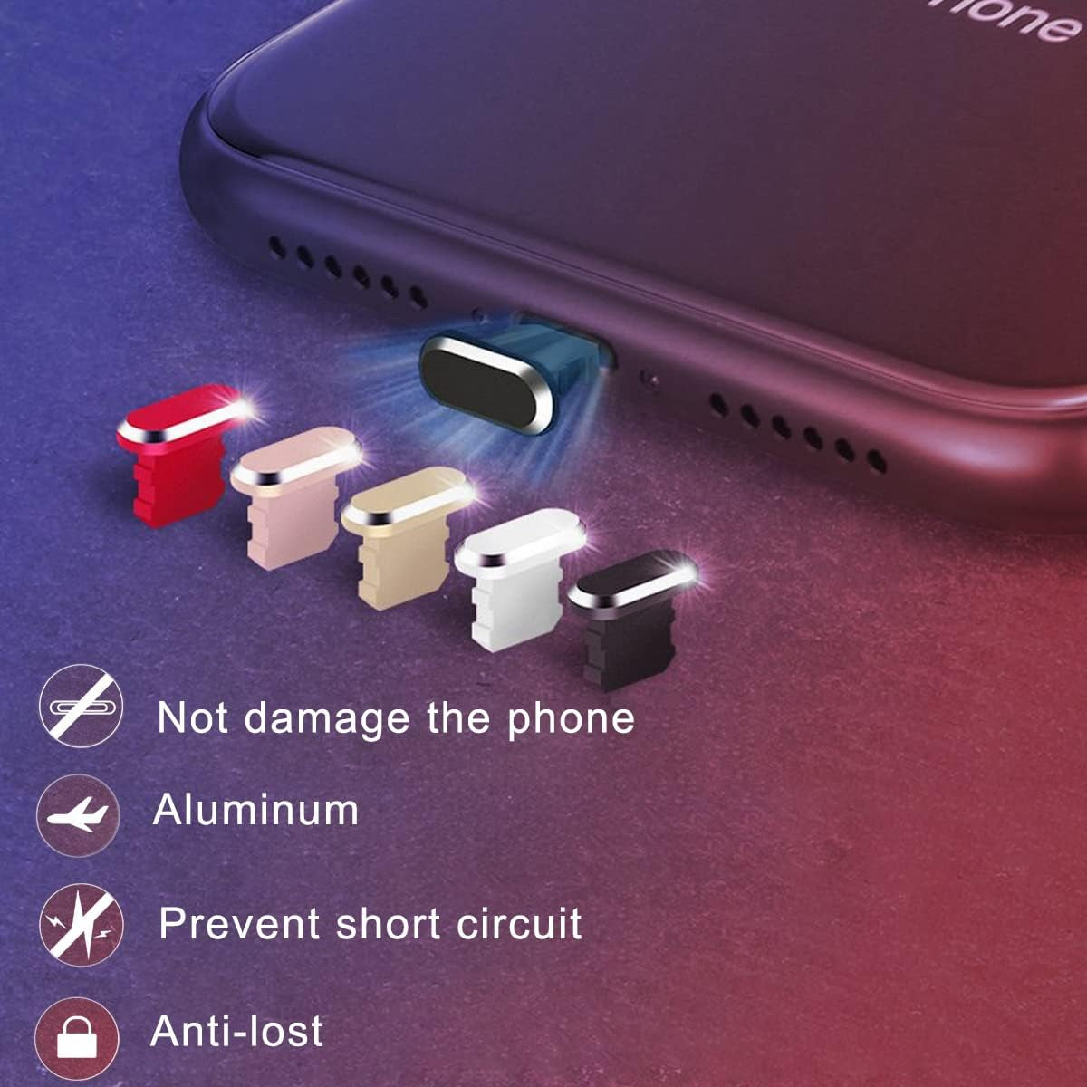 4 Pack Metal anti Dust Plugs Compatible with Iphone 13 12 11 Pro XR XS Ipad Protects Lightning Charging Dust Cover with 4 Pcs Anti-Lost Storage for Iphone X, XS, XR, 8, 7, 6 Plus,Black  Mijusun   