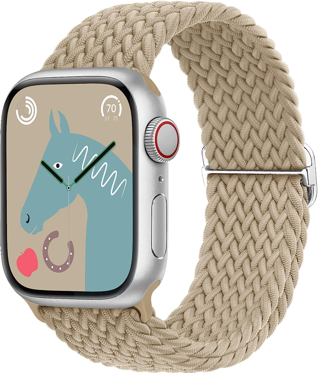 Transjoy Braided Stretchy Adjustable Watch Band for Apple Watch Band 38Mm 40Mm 41Mm 42Mm 44Mm 45Mm for Women Men, Soft Nylon Elastic Straps Solo Loop Wristbands for Iwatch Series 8 7 6 SE 5 4 Ultra  TransJoy Stone 42MM/44MM/45MM/49MM 